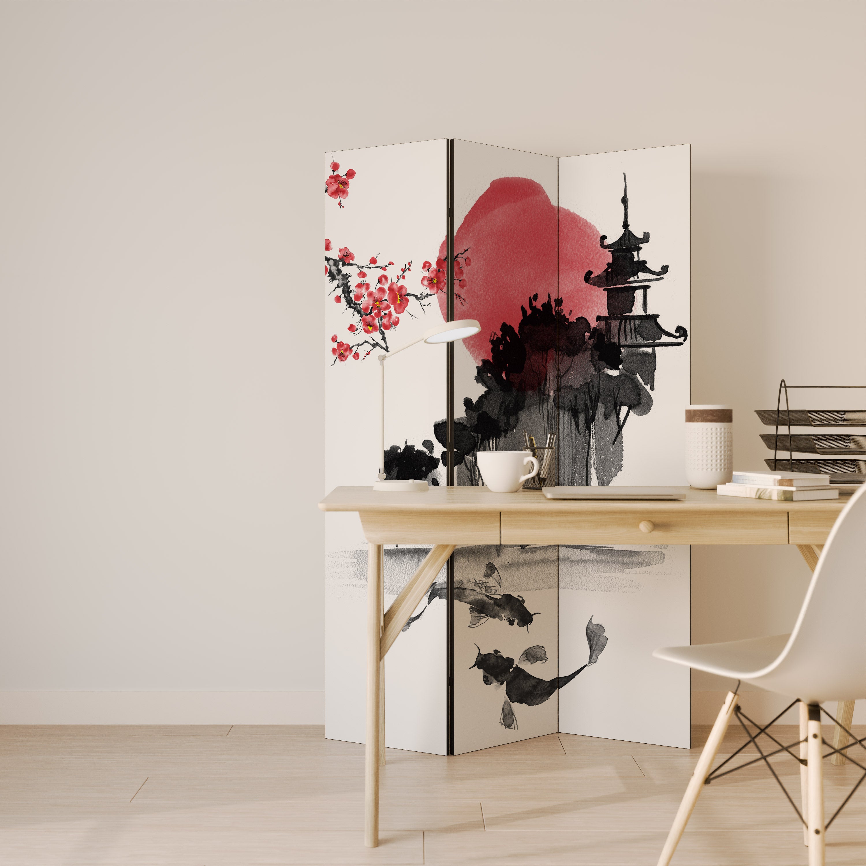 CHERRY SHADOWS 3-Panel Room Divider