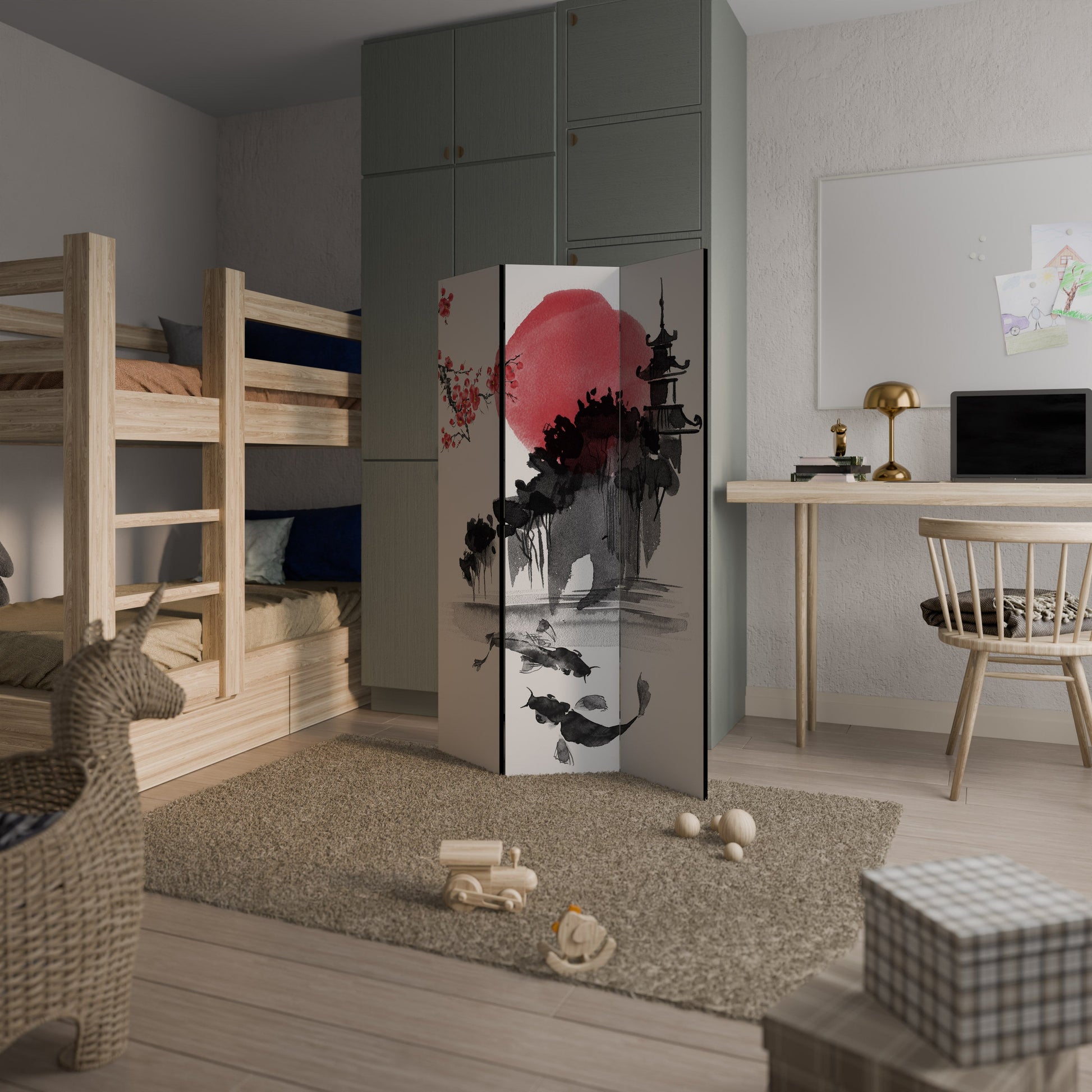 CHERRY SHADOWS Decorative 3-Panel Room Divider