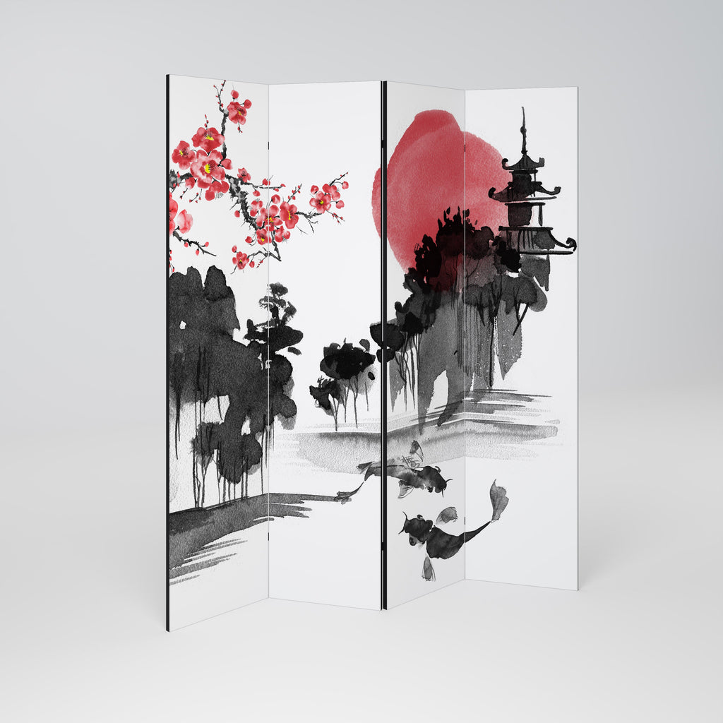 Cloison décorative à 4 panneaux CHERRY SHADOWS