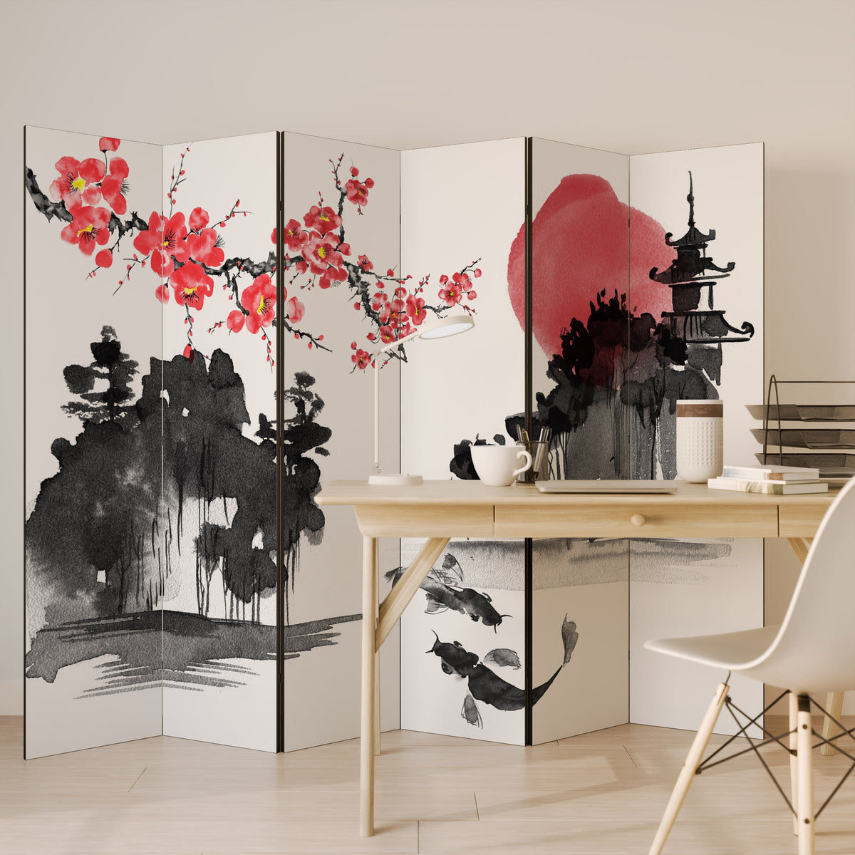 CHERRY SHADOWS 6-Panel Room Divider