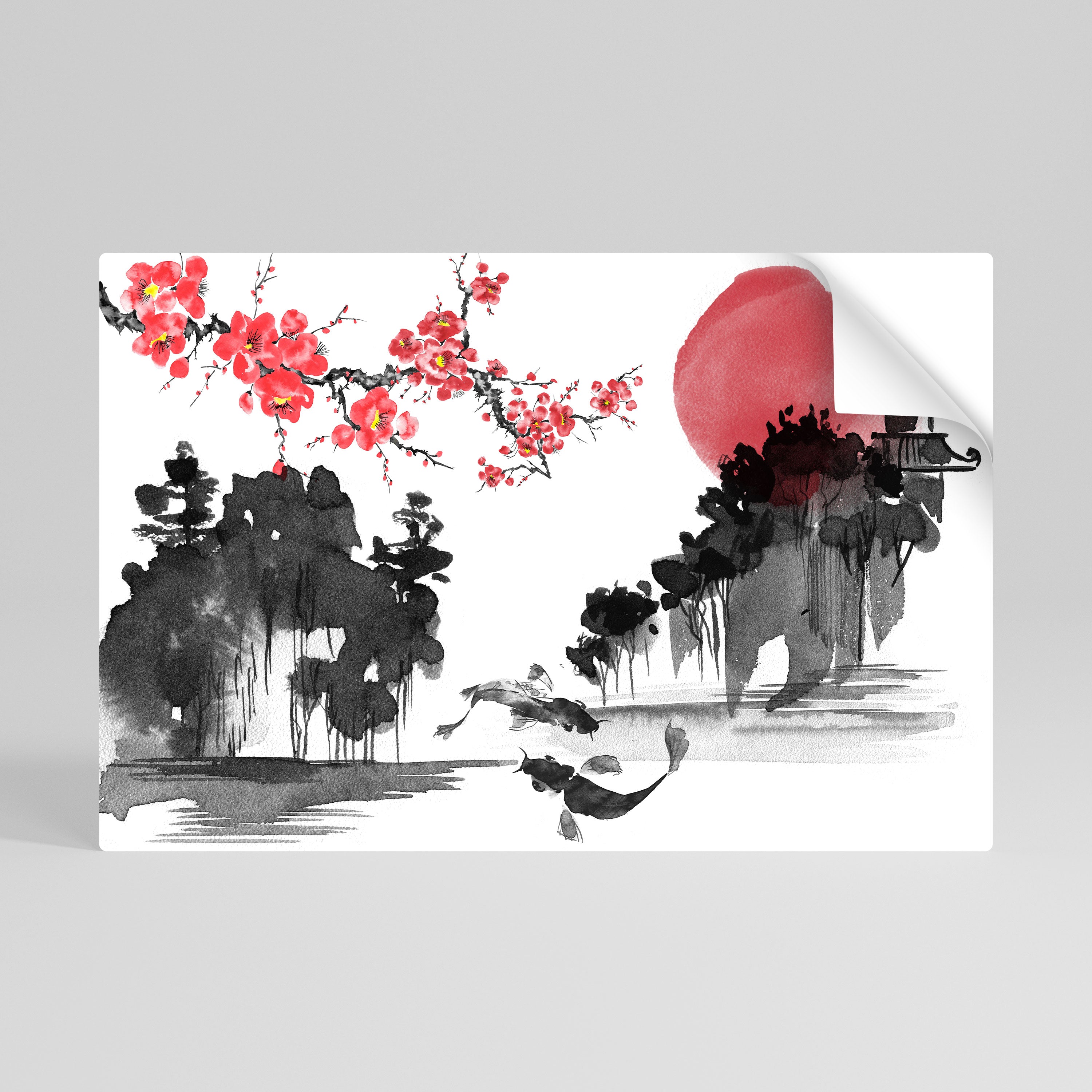 CHERRY SHADOWS Peel and Stick Horizontal Poster