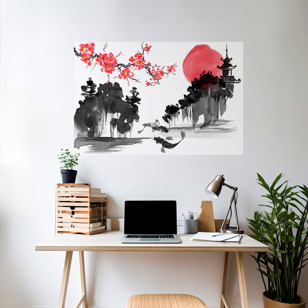 Affiche horizontale autocollante CHERRY SHADOWS