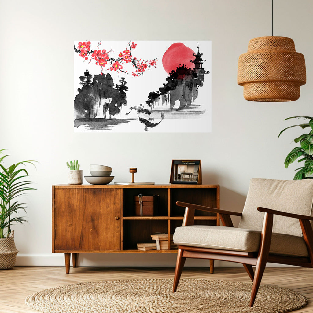 Affiche horizontale autocollante CHERRY SHADOWS