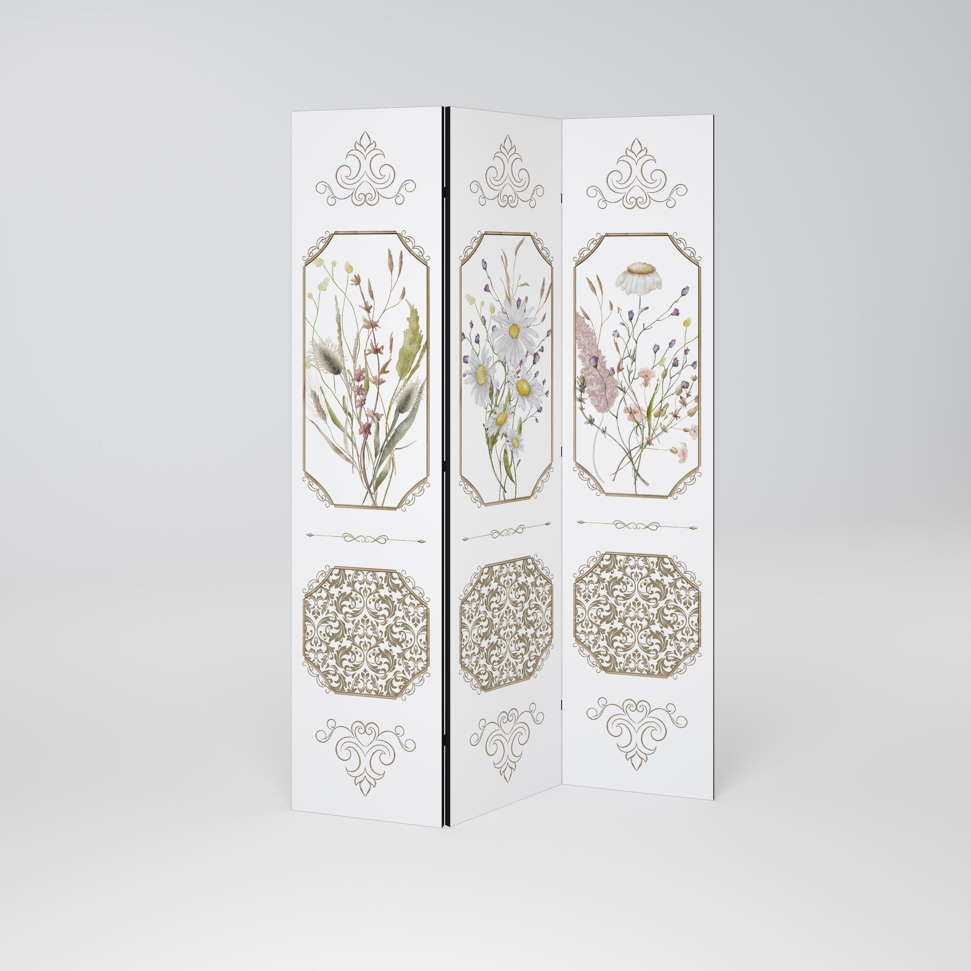ELEGANT BOTANICAL TAPESTRY Decorative 3-Panel Room Divider