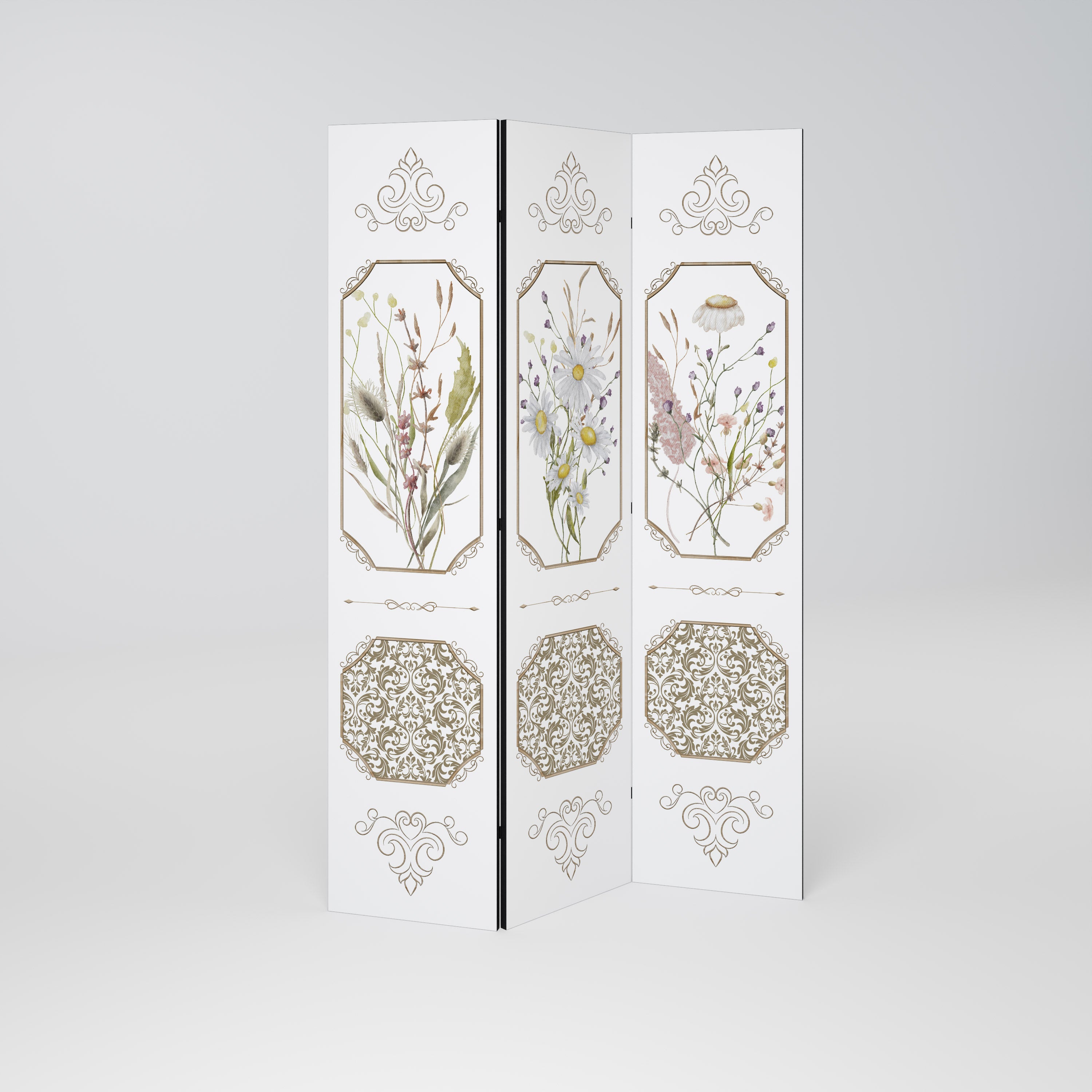 ELEGANT BOTANICAL TAPESTRY 3-Panel Room Divider