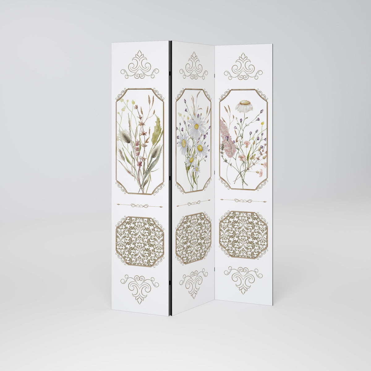 ELEGANT BOTANICAL TAPESTRY Decorative 3-Panel Room Divider