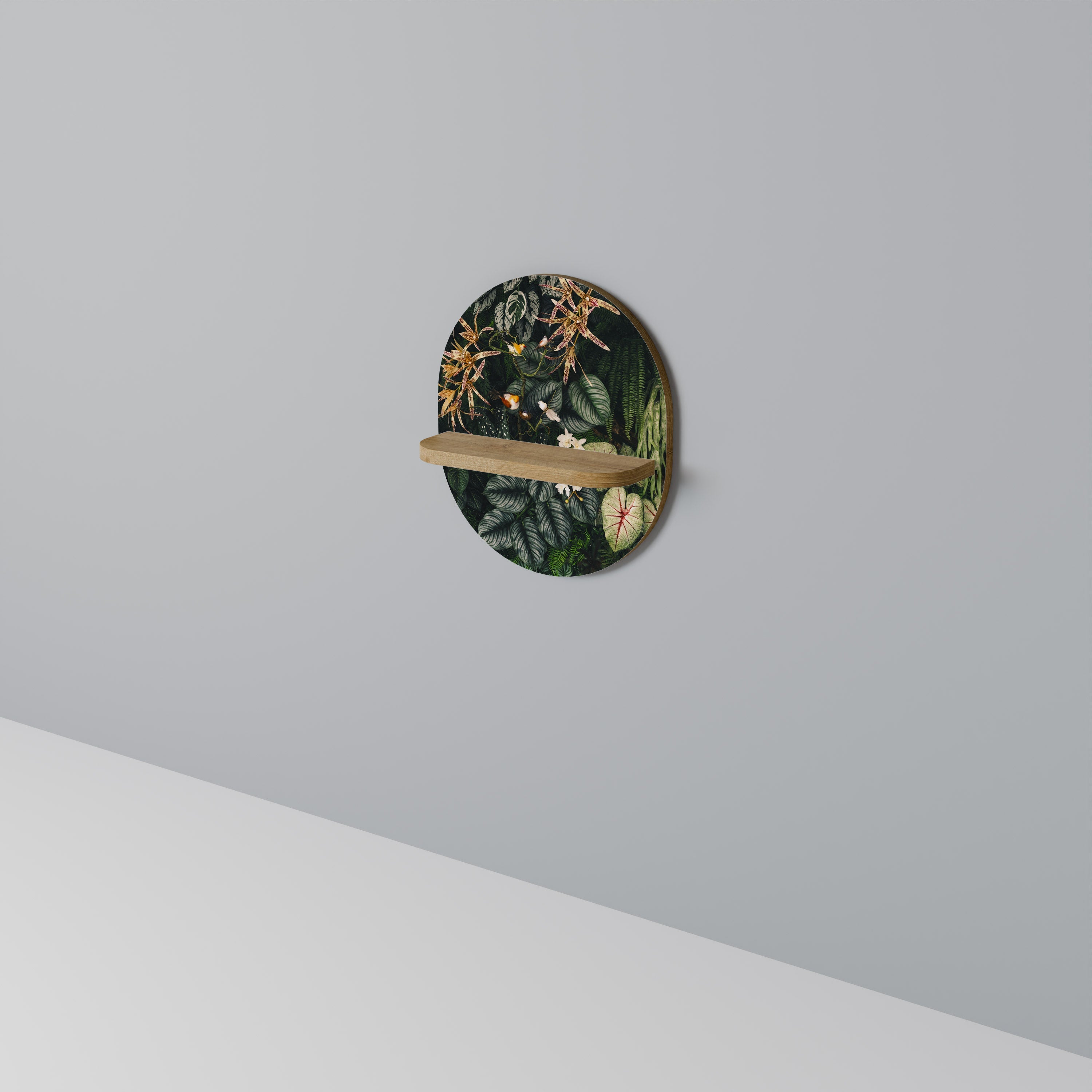 Étagère d'art ovale SILENT WILDERNESS effet chêne