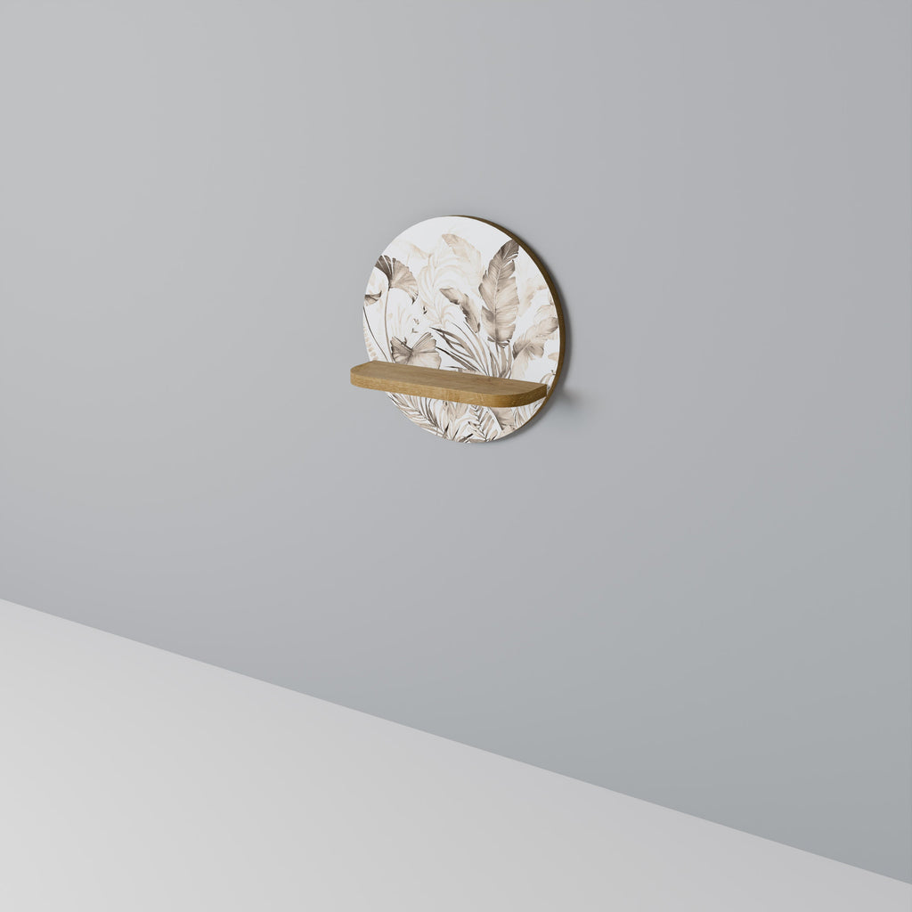 Étagère d'art ronde GRACEFUL DAYS effet chêne