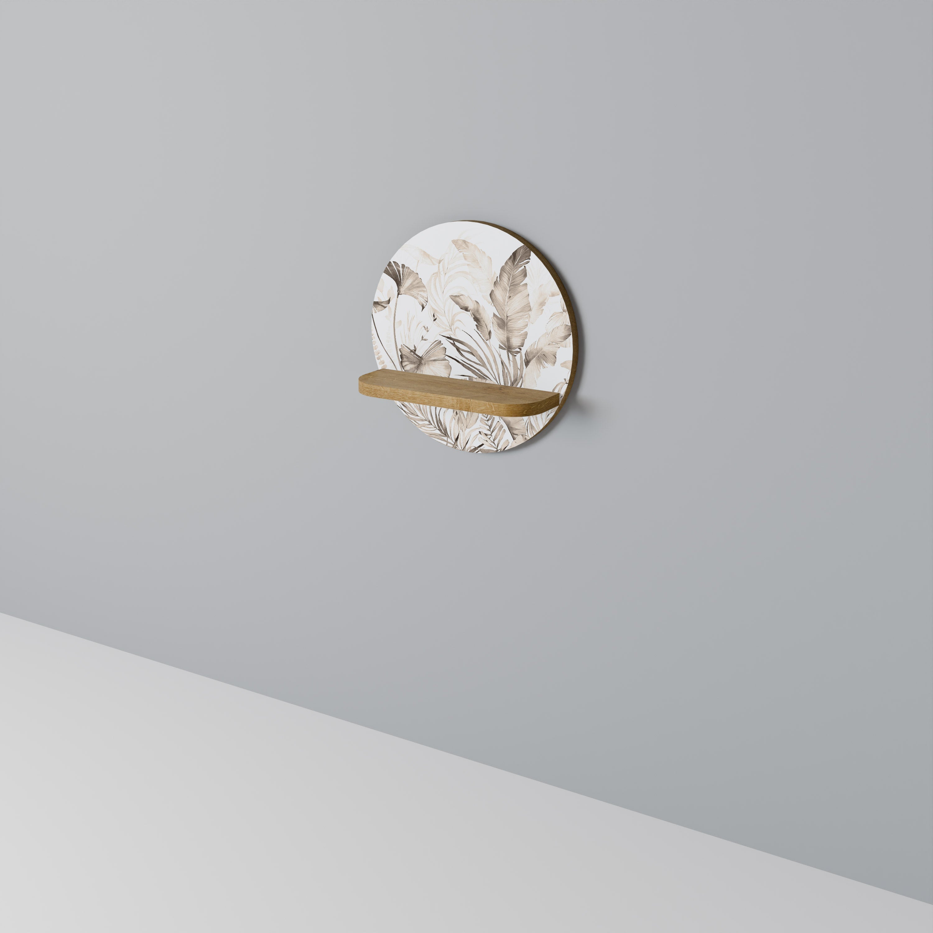 Étagère d'art ronde GRACEFUL DAYS effet chêne