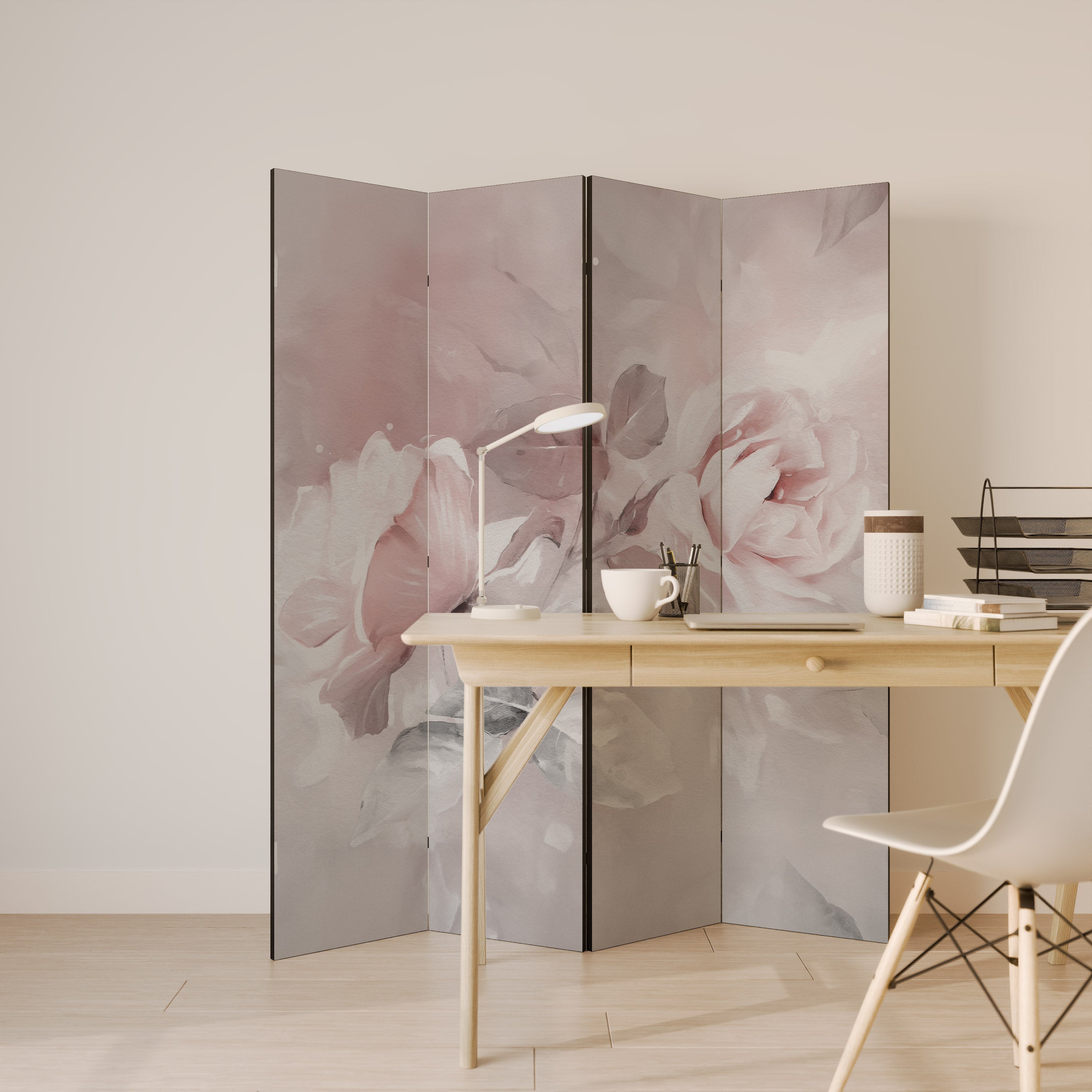 Séparateur de pièce décoratif à 4 panneaux GRACEFUL DAYS