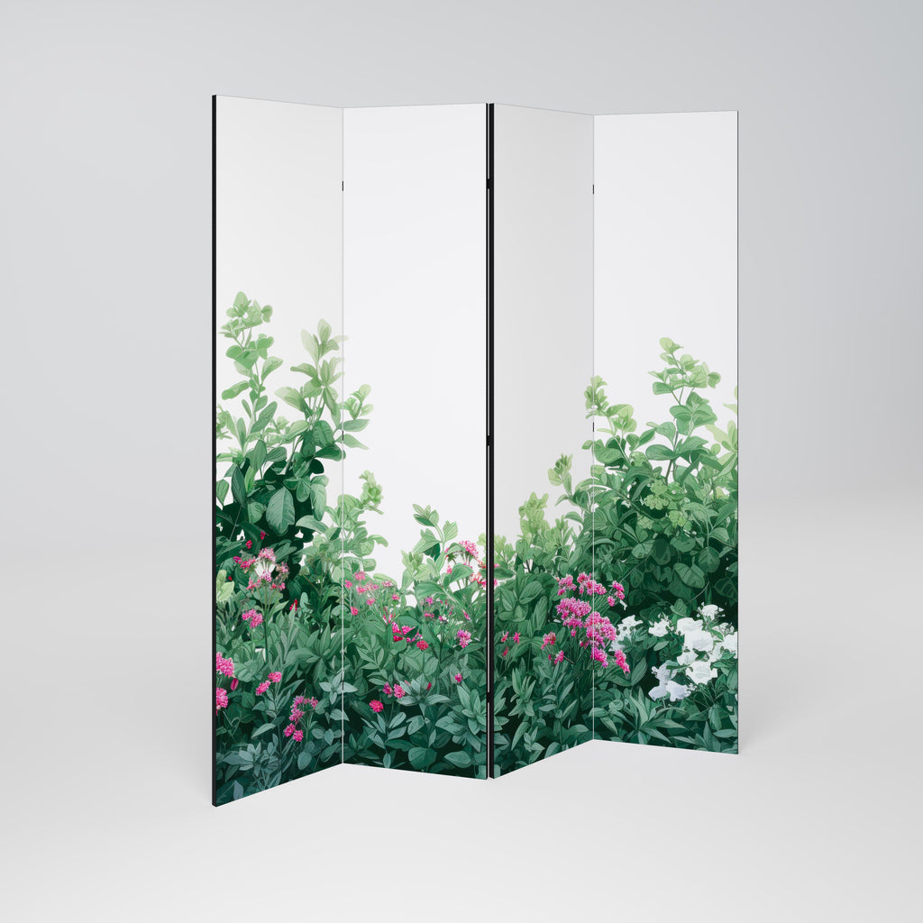 Séparateur de pièce décoratif à 4 panneaux FLORAL SERENITY BARRIER