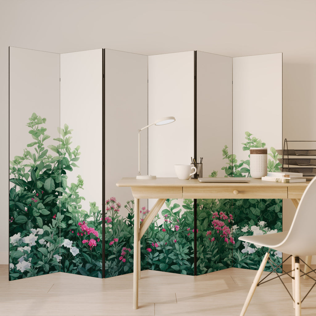 Séparateur de pièce décoratif à 6 panneaux FLORAL SERENITY BARRIER