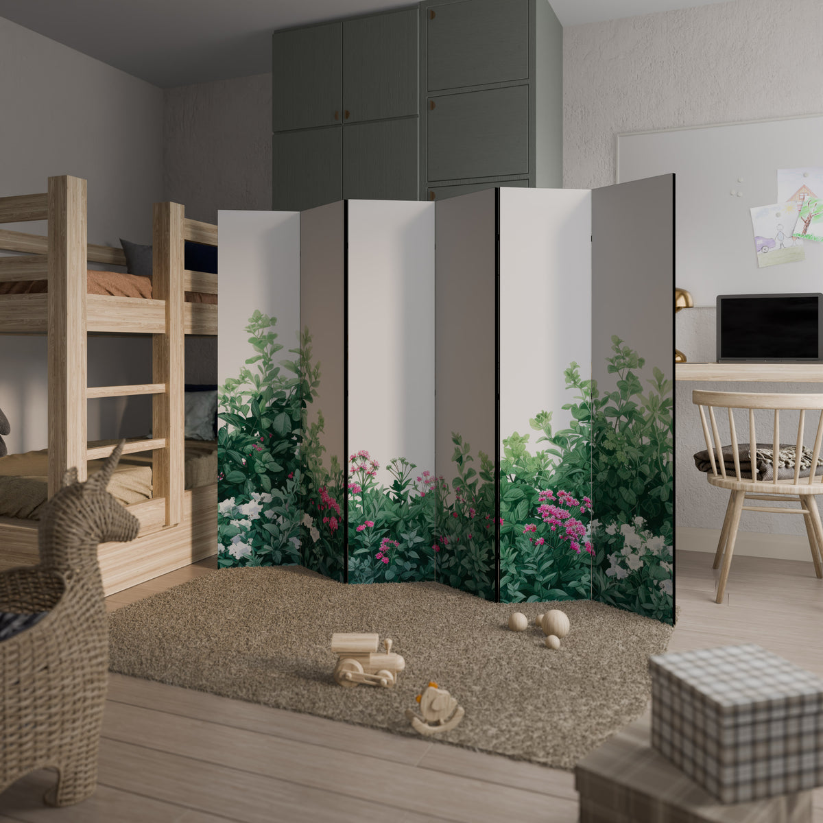 FLORAL SERENITY BARRIER 6-Panel Room Divider