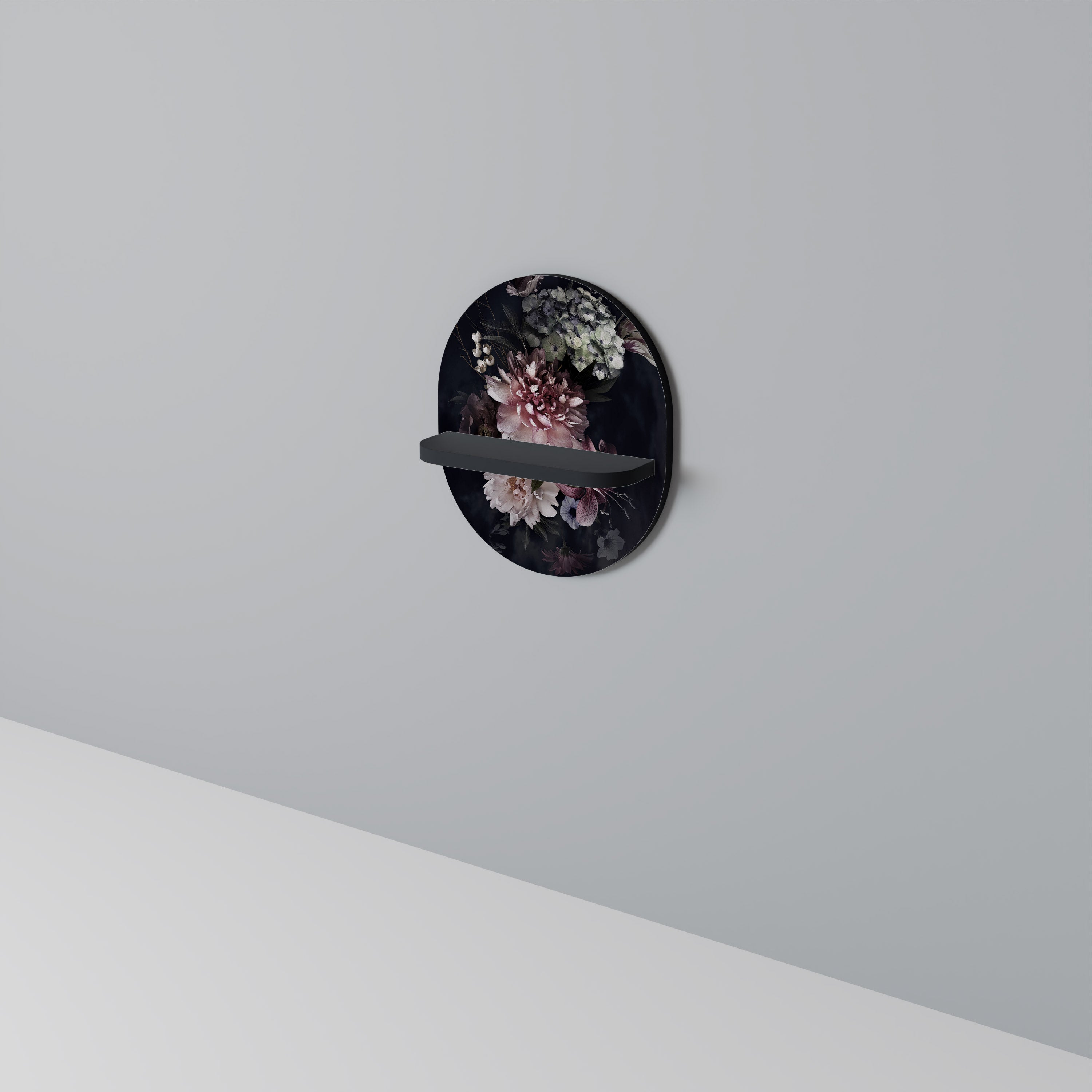 Étagère d'art ovale PURE BLOSSOM en finition noire