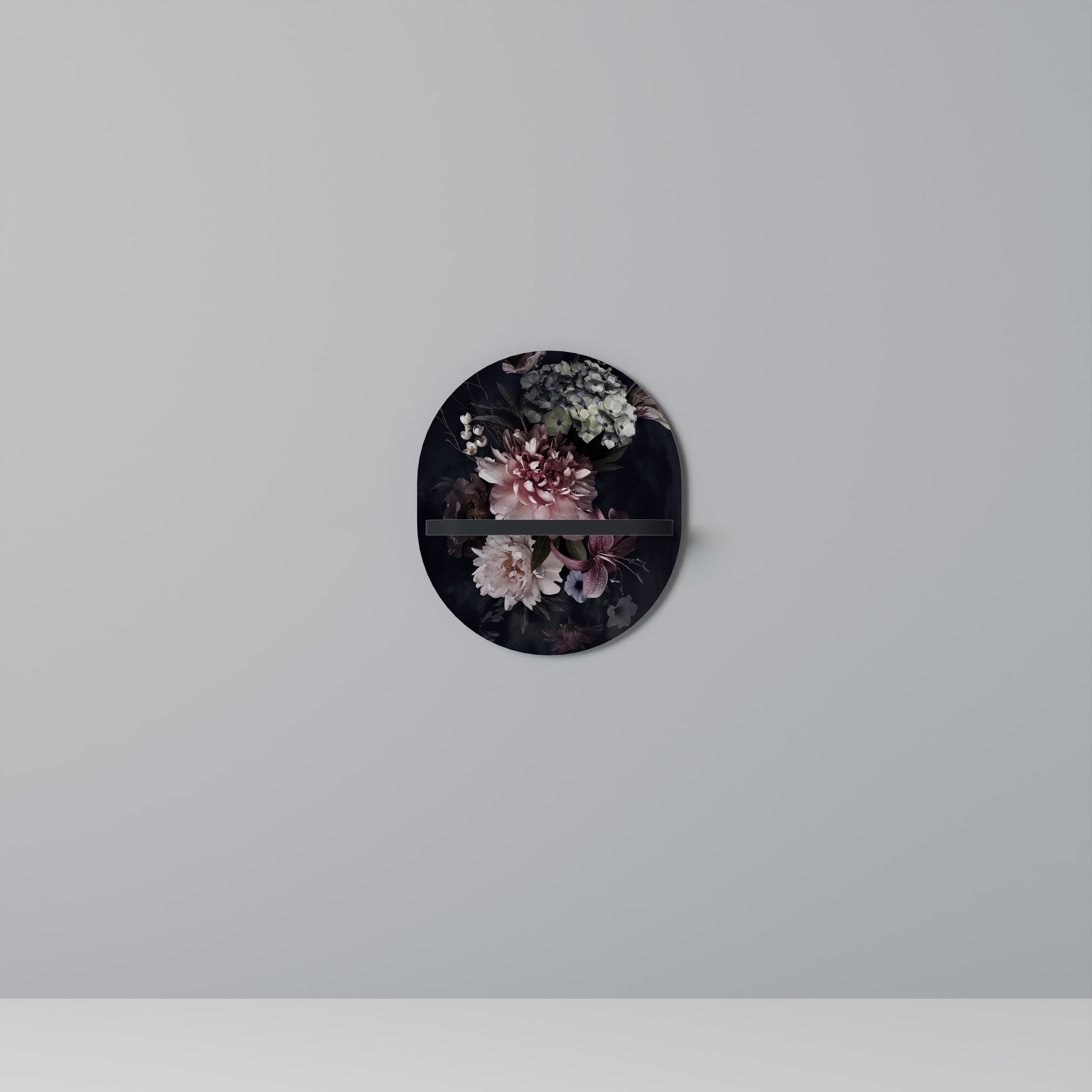 Étagère d'art ovale PURE BLOSSOM en finition noire