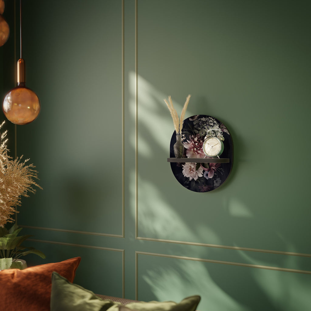 Étagère d'art ovale PURE BLOSSOM en finition noire