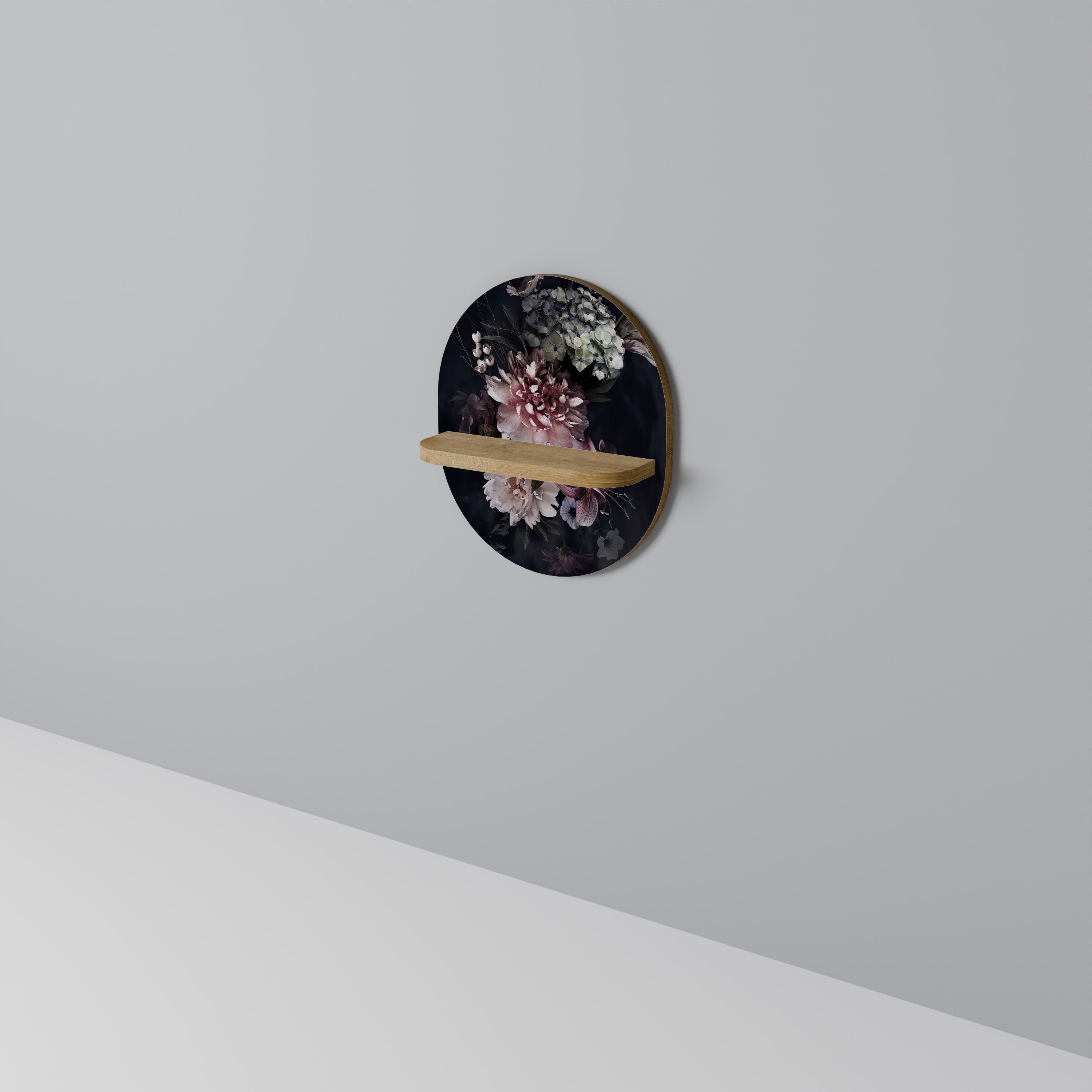 Étagère d'art ovale PURE BLOSSOM effet chêne