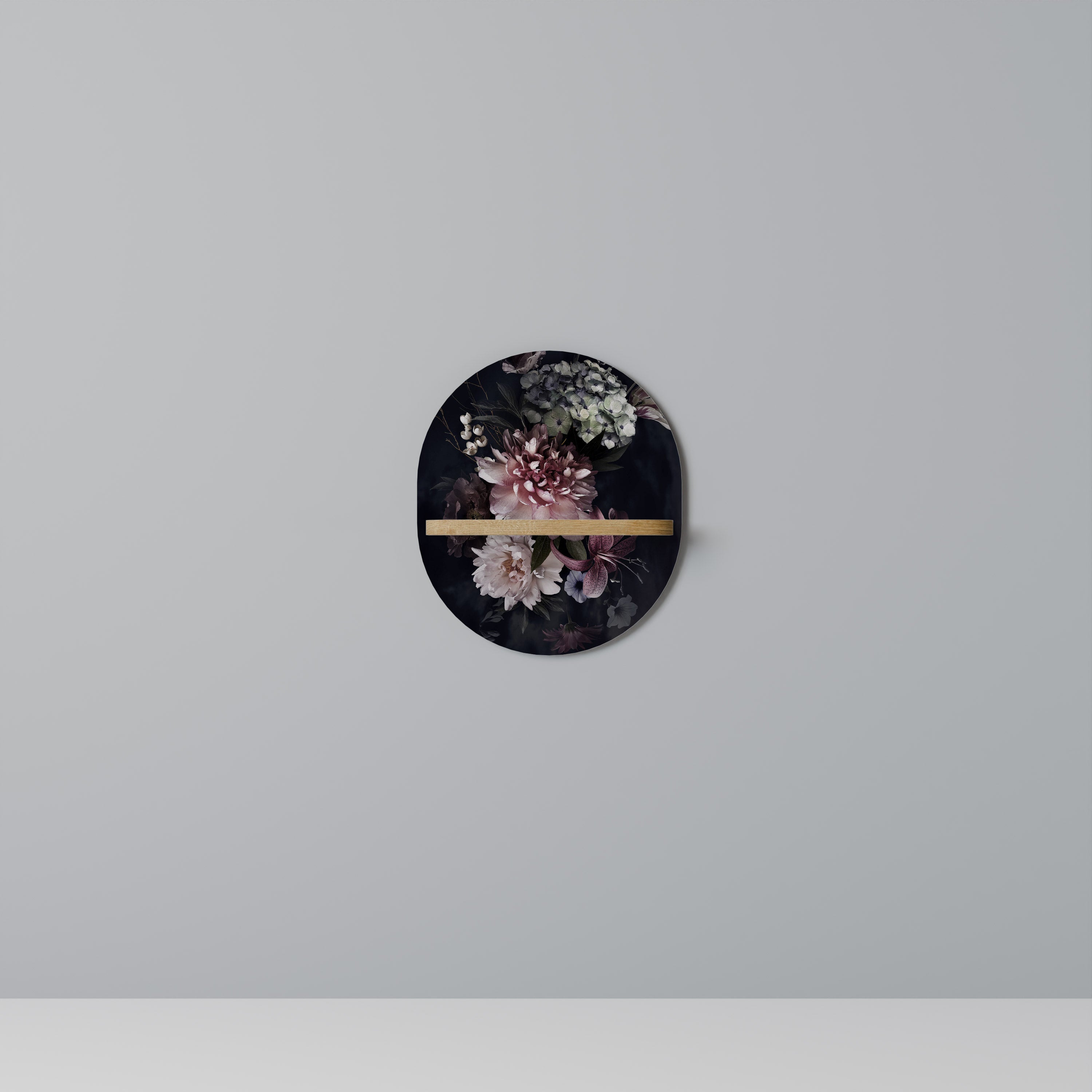 Étagère d'art ovale PURE BLOSSOM effet chêne