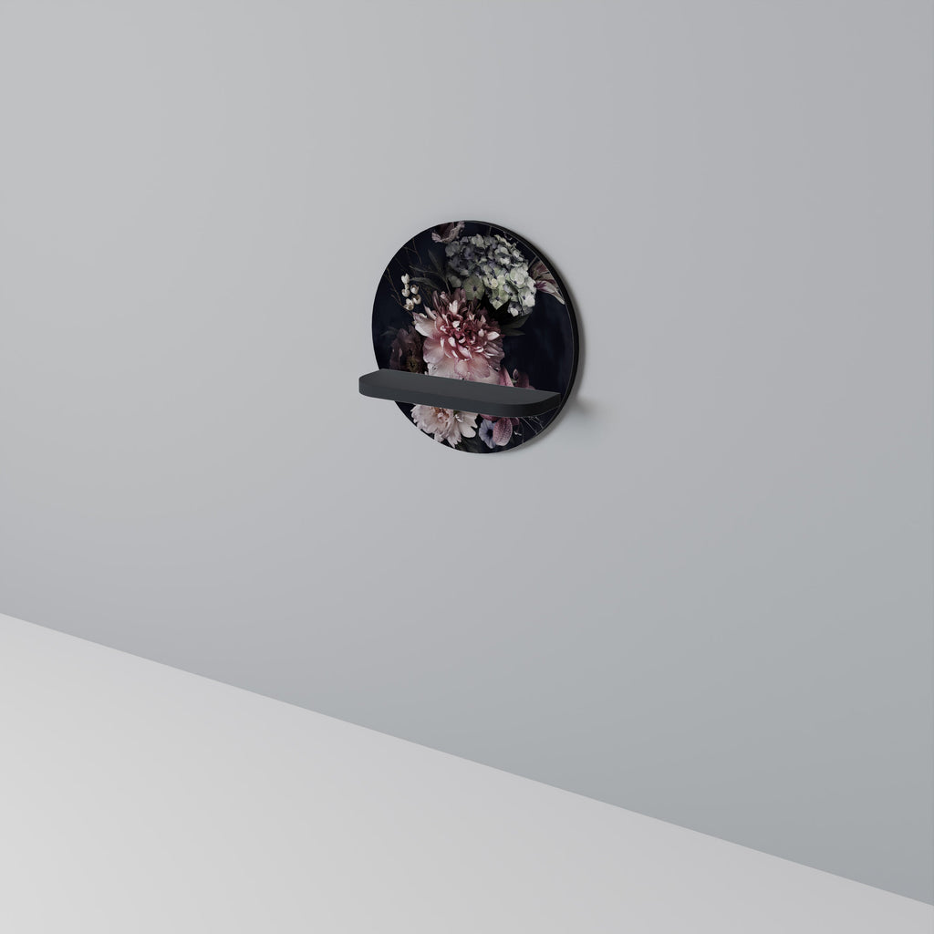 Étagère d'art ronde PURE BLOSSOM en finition noire