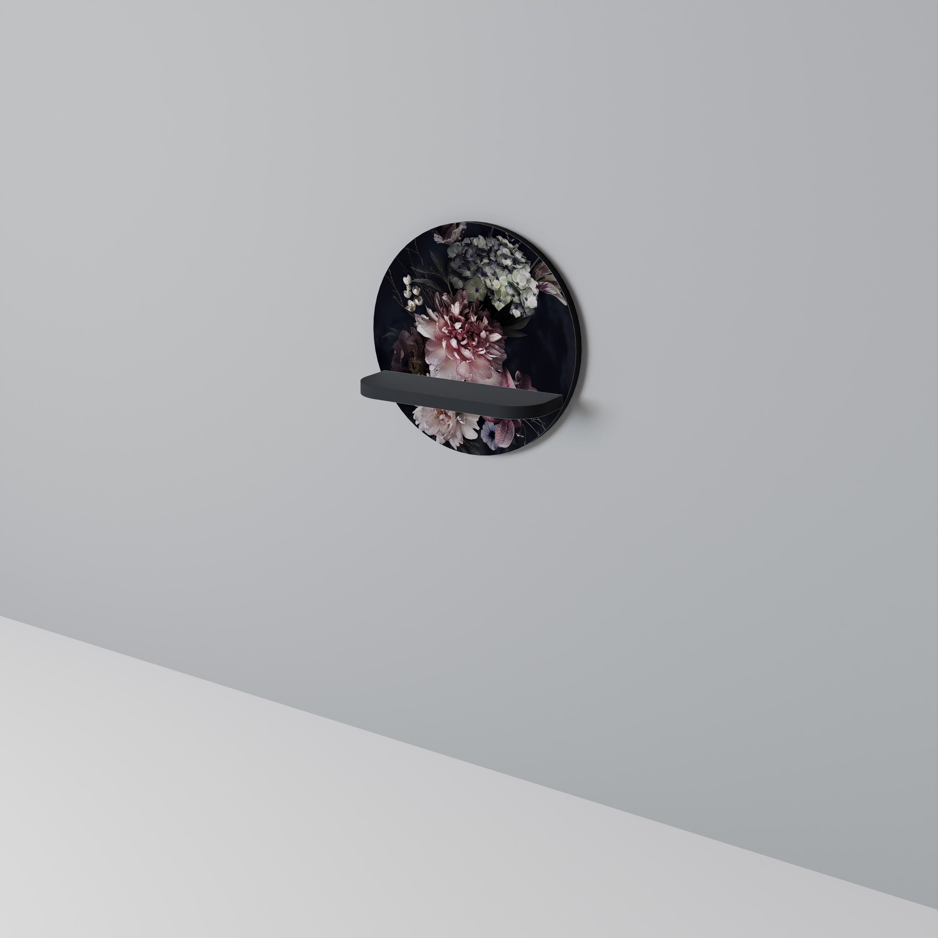 Étagère d'art ronde PURE BLOSSOM en finition noire