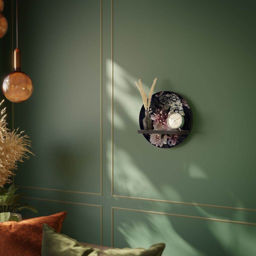 Étagère d'art ronde PURE BLOSSOM en finition noire