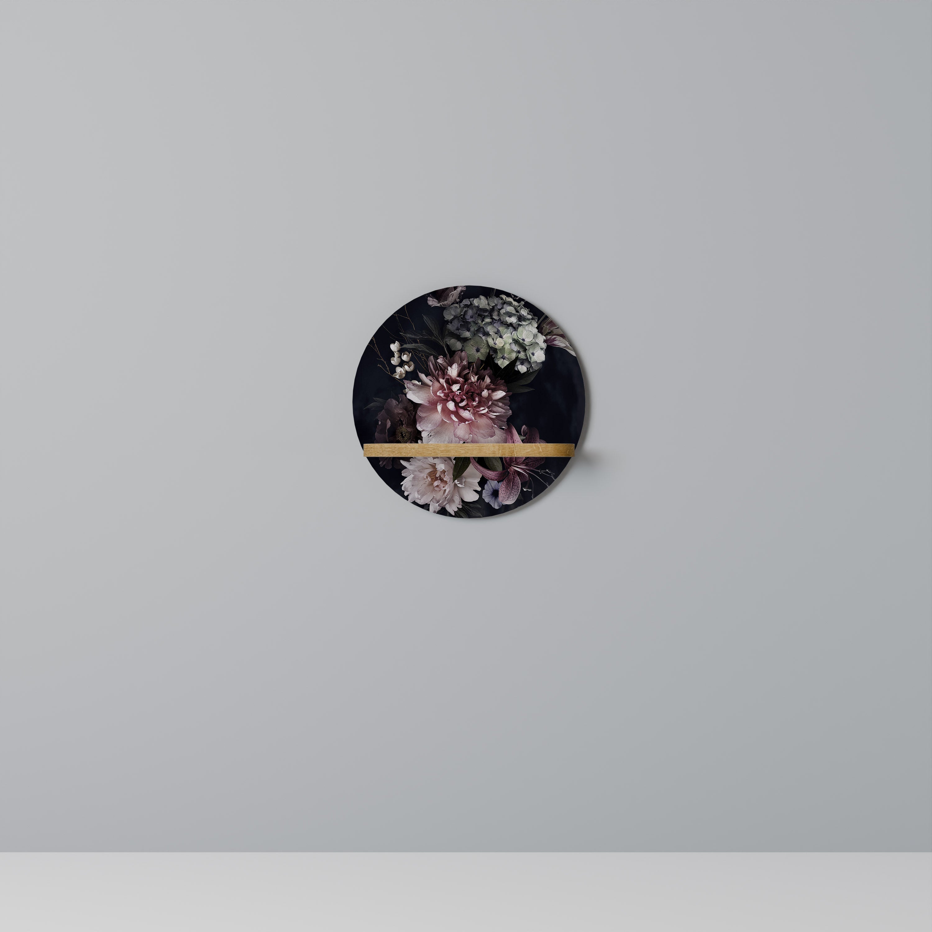 Étagère d'art ronde PURE BLOSSOM effet chêne