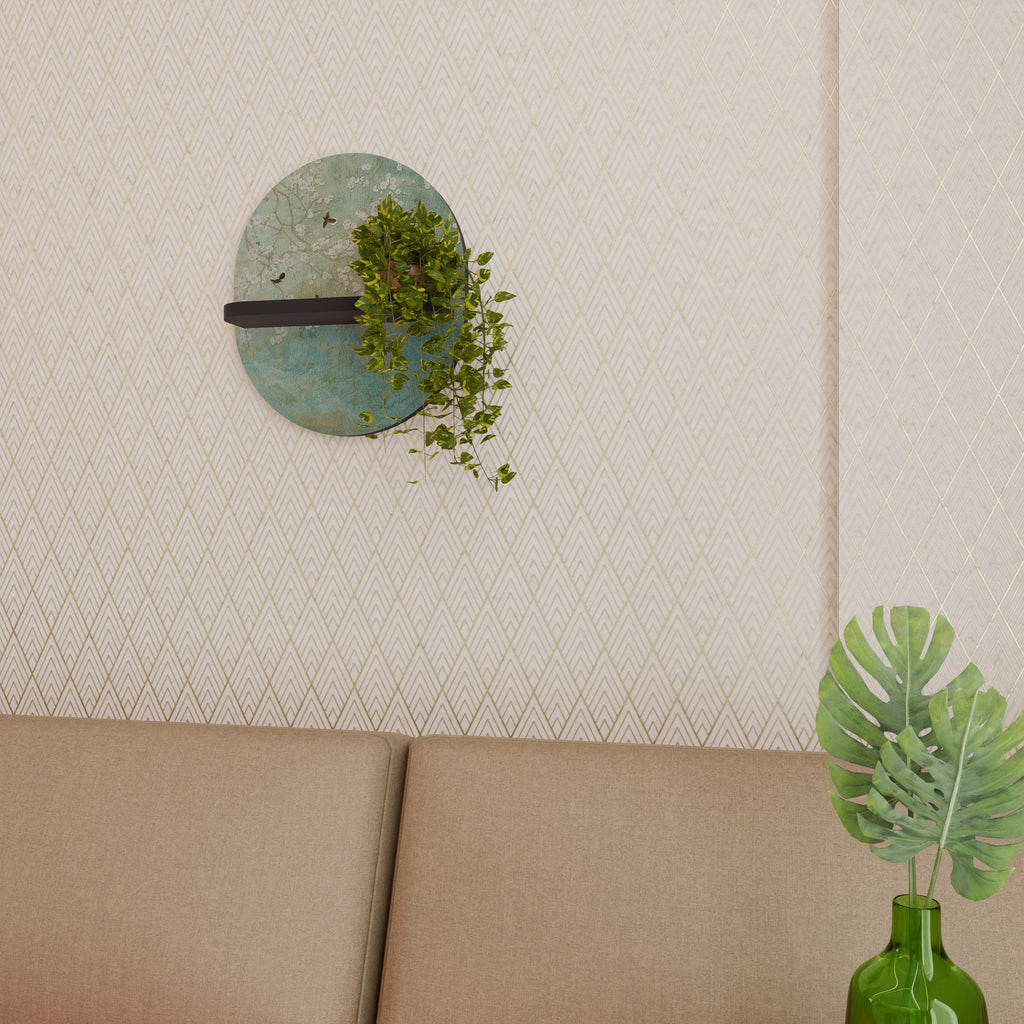 Étagère d'art ovale BLOOMING CHARM en finition noire