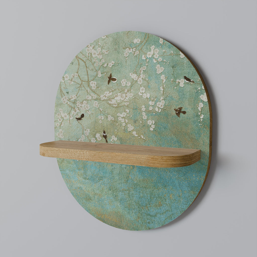 Étagère d'art ovale BLOOMING CHARM effet chêne