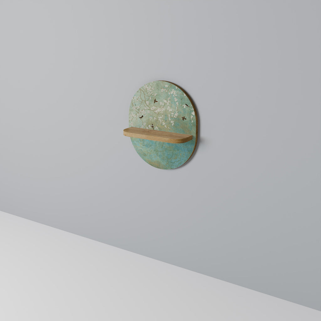 Étagère d'art ovale BLOOMING CHARM effet chêne