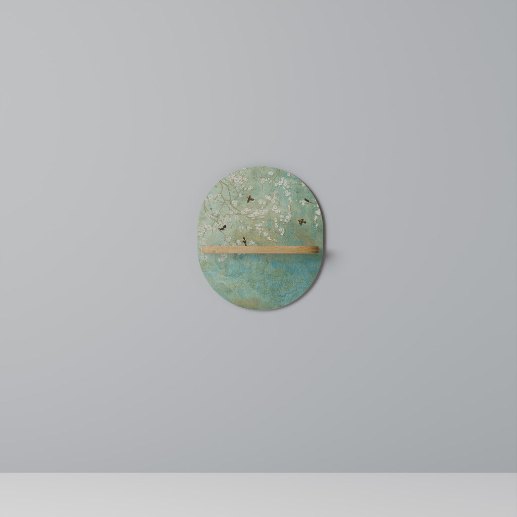 Étagère d'art ovale BLOOMING CHARM effet chêne