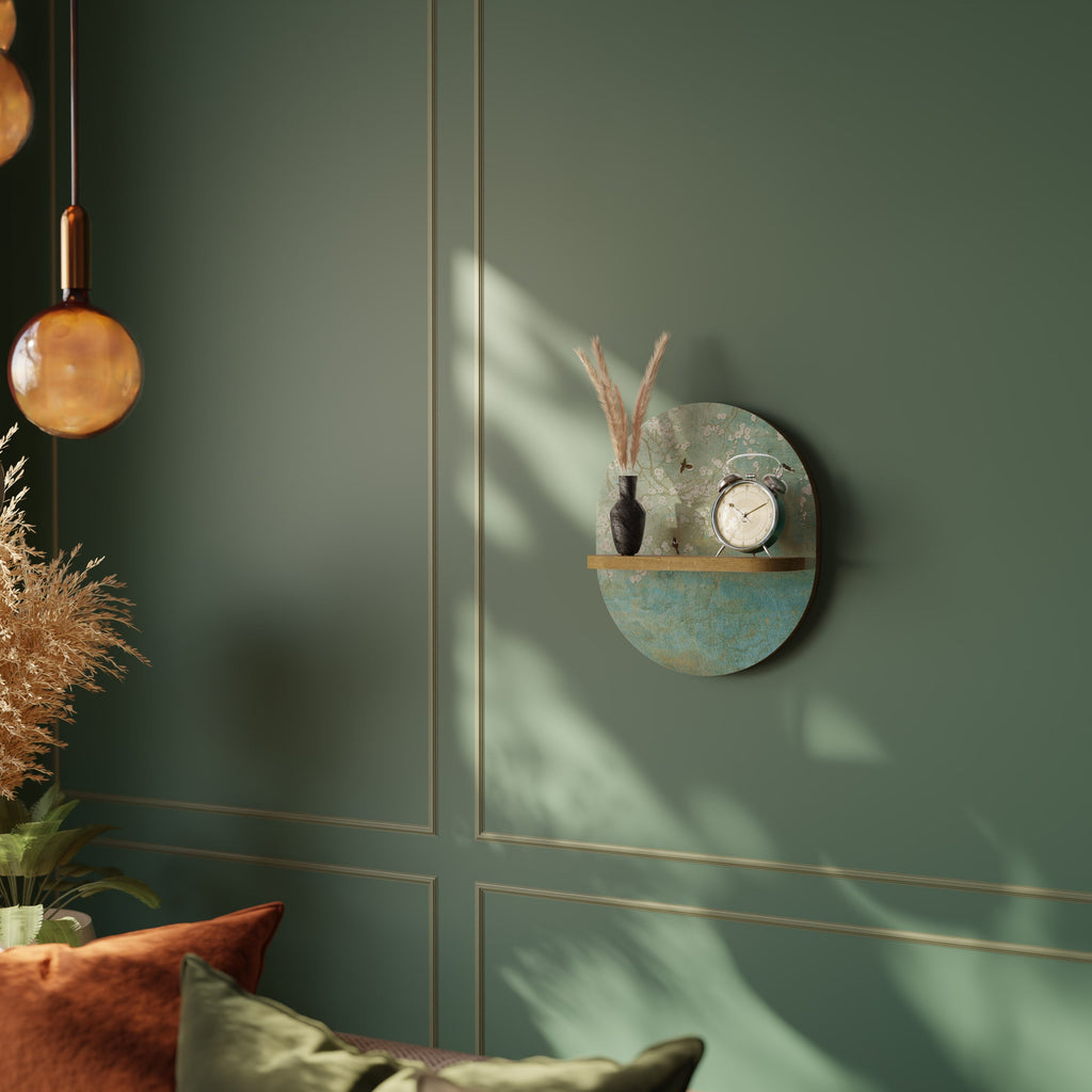 Étagère d'art ovale BLOOMING CHARM effet chêne