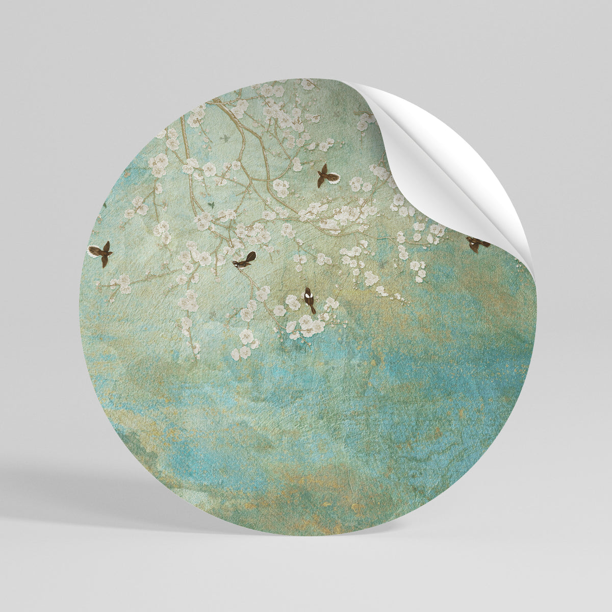 BLOOMING CHARM Peel and Stick Round Sticker