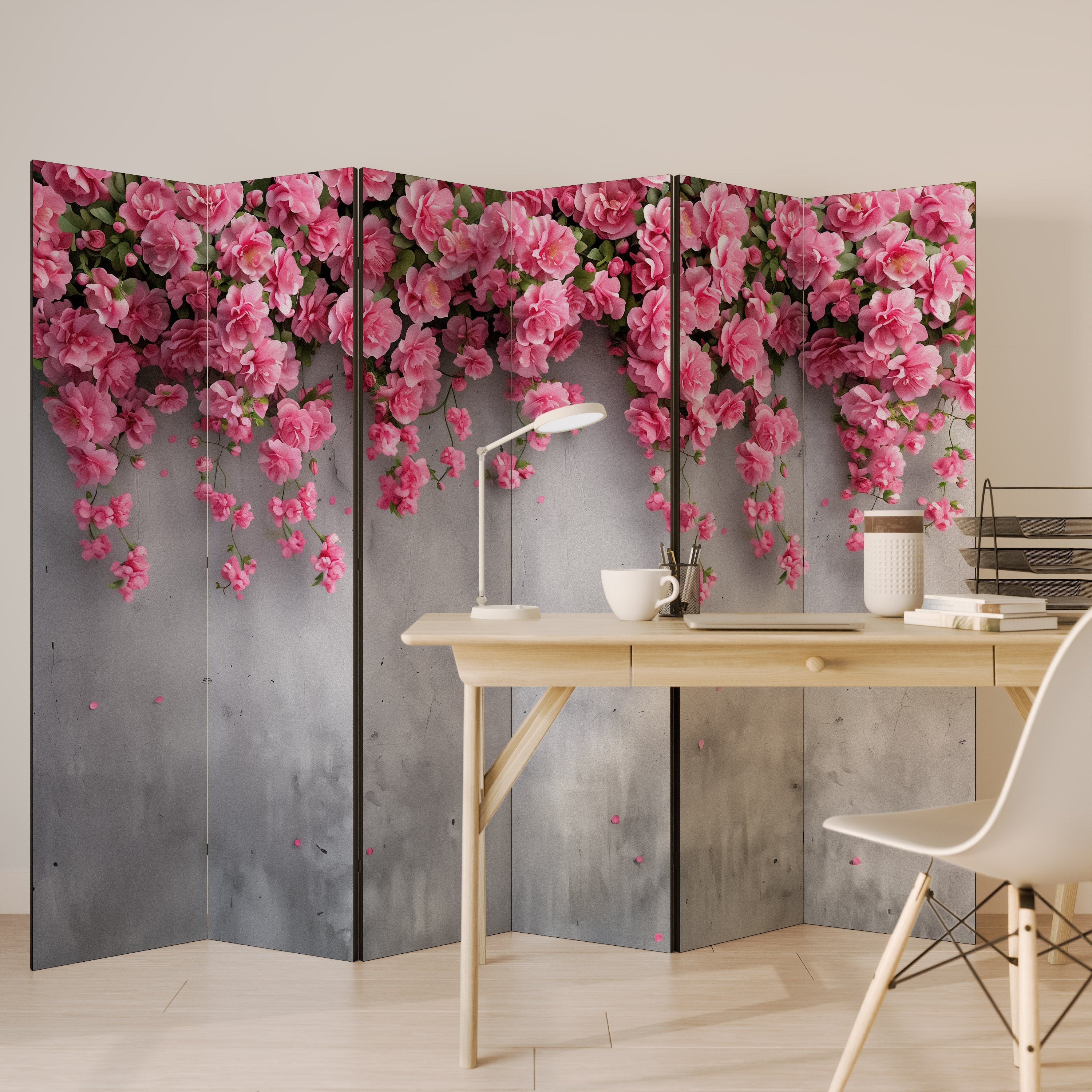 Séparateur de pièce décoratif à 6 panneaux SERENE FLOWER FOLD