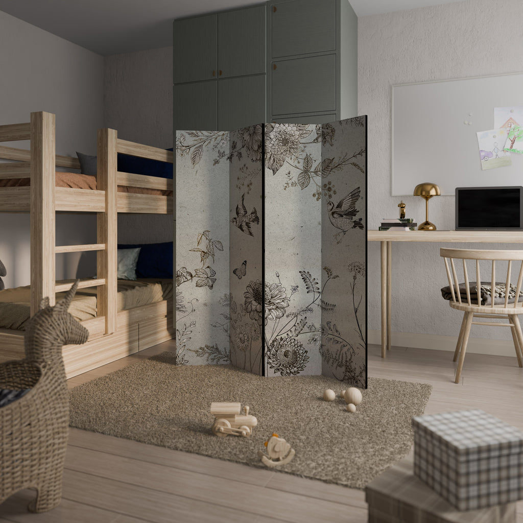 Séparateur de pièce décoratif à 4 panneaux FLY ME TO THE SUN