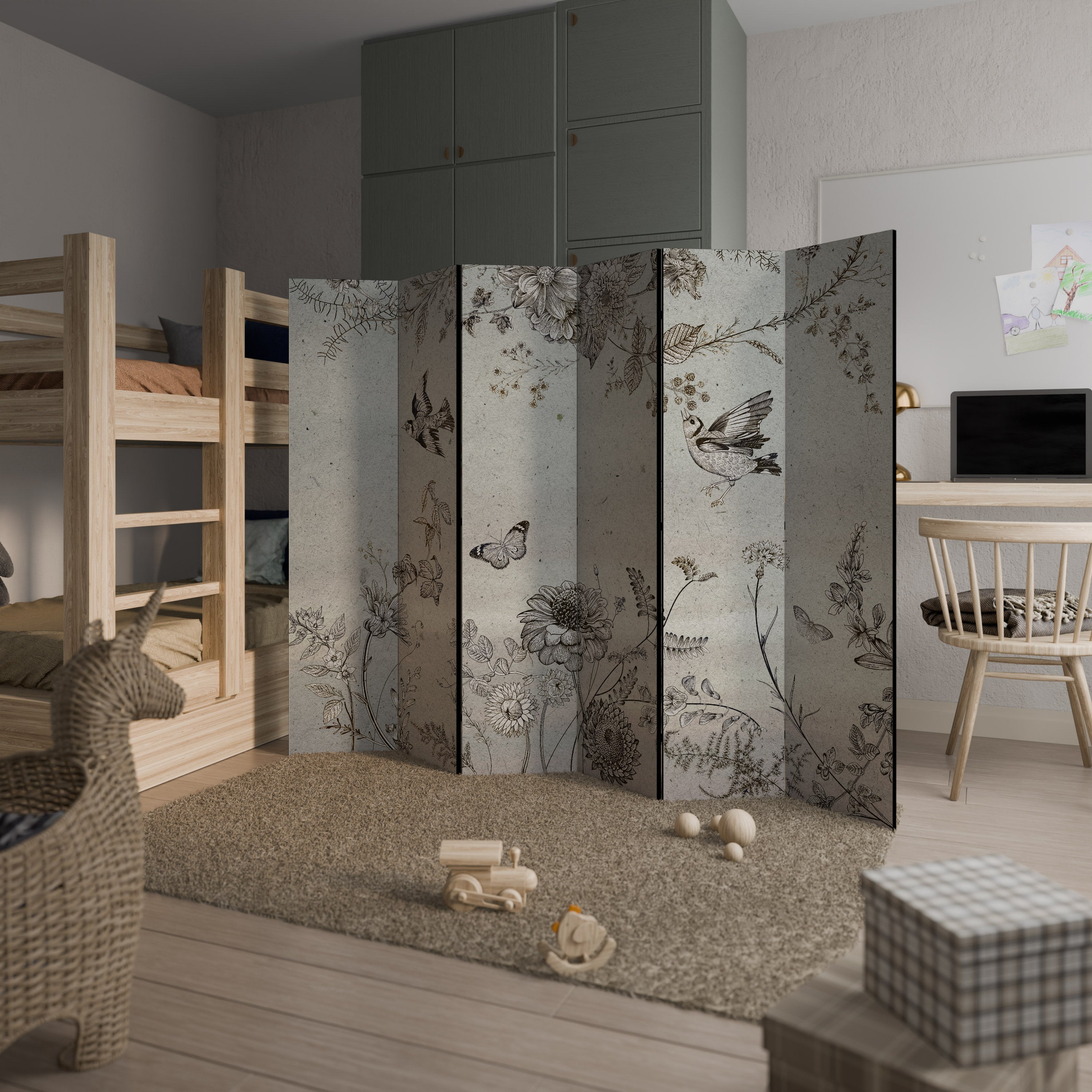 Séparateur de pièce décoratif à 6 panneaux FLY ME TO THE SUN