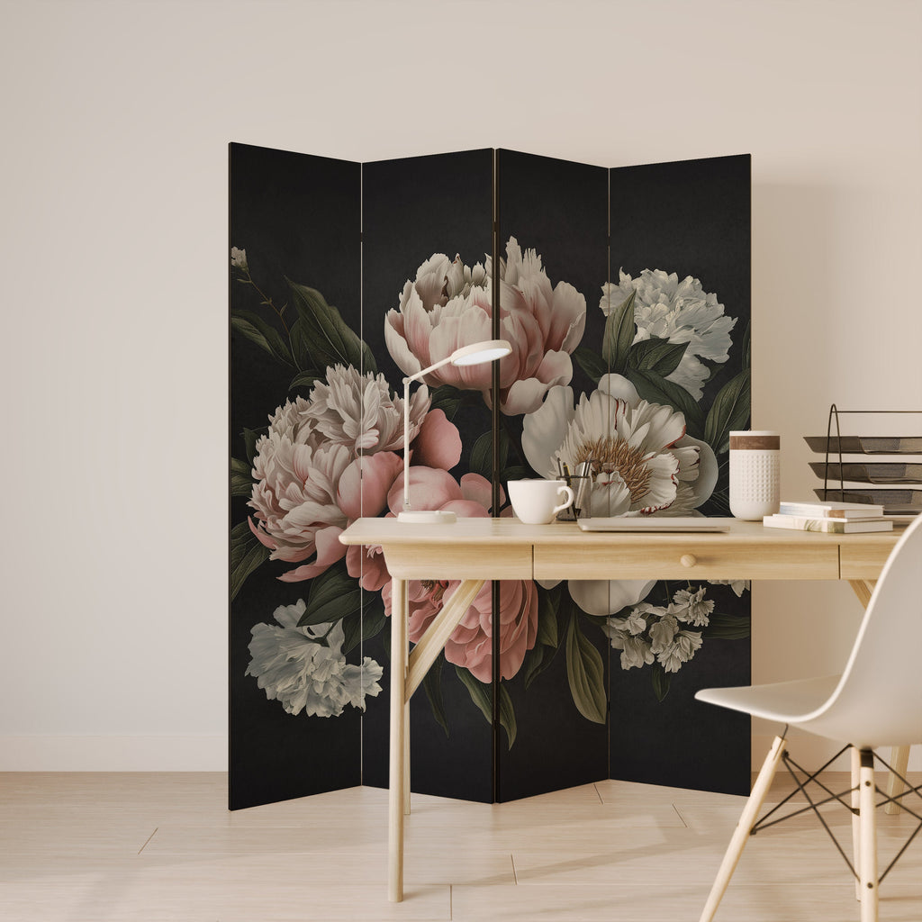 Séparateur de pièce décoratif à 4 panneaux LUSH ELEGANCE