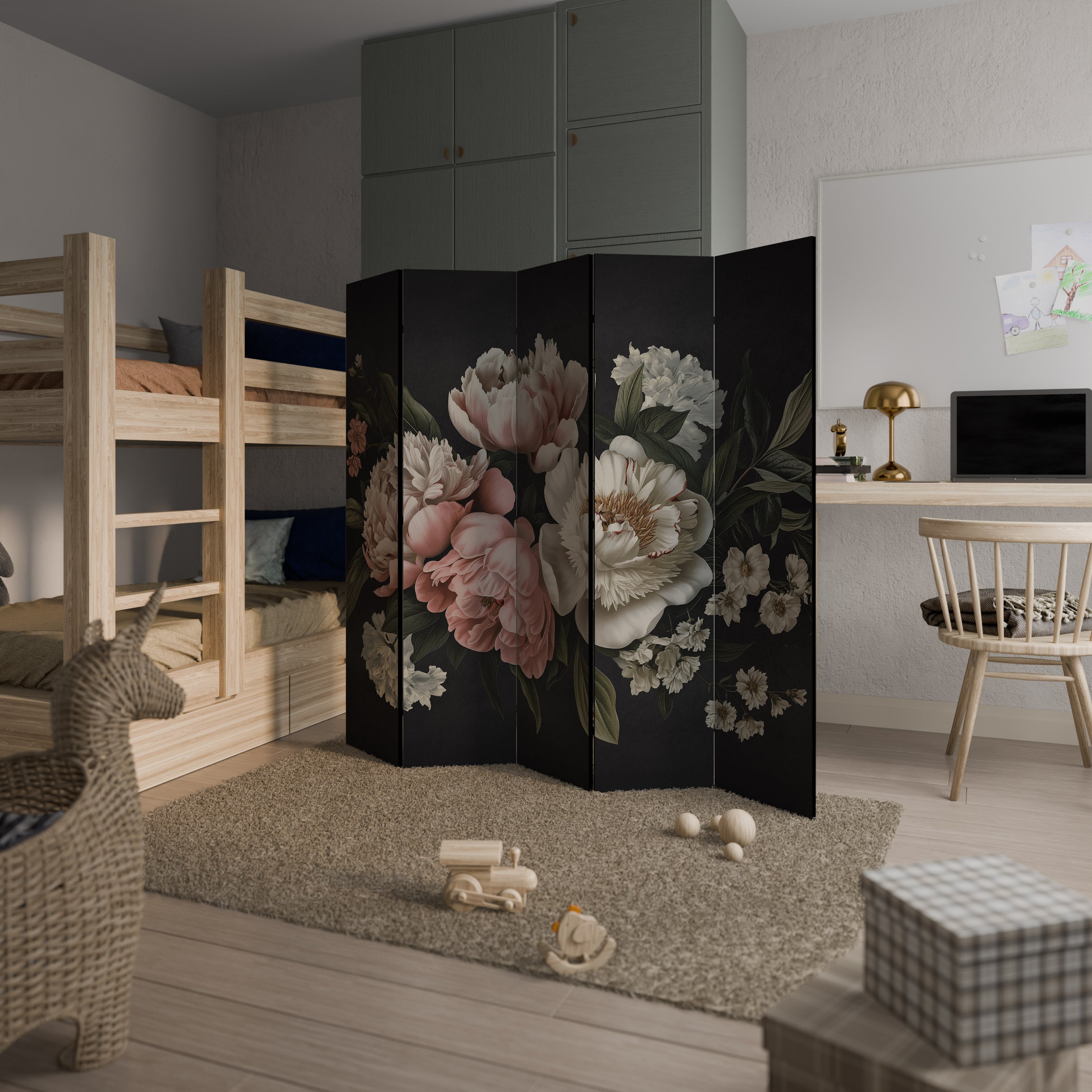 Séparateur de pièce décoratif à 5 panneaux LUSH ELEGANCE