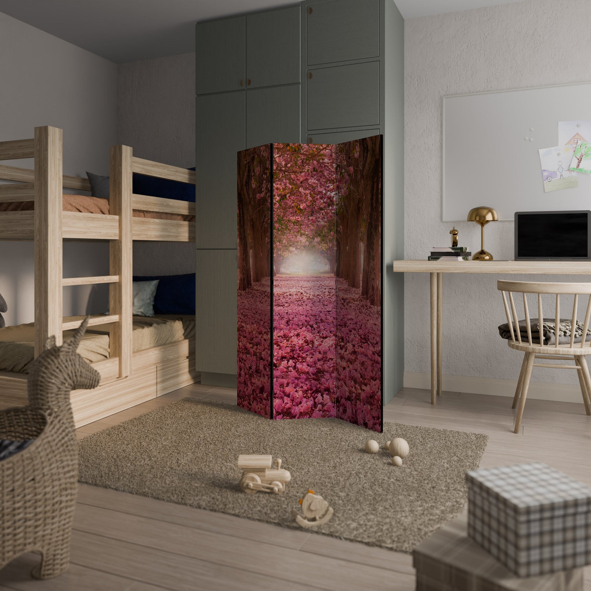 BLOSSOMING PATHWAYS Decorative 3-Panel Room Divider