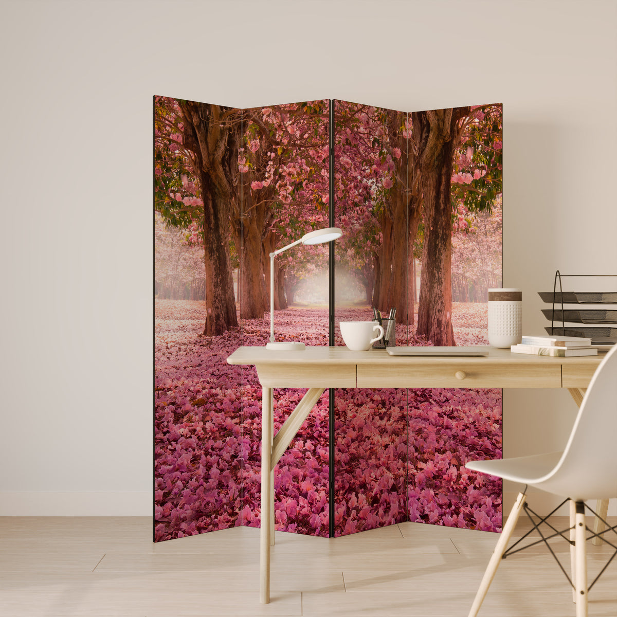 BLOSSOMING PATHWAYS 4-Panel Room Divider