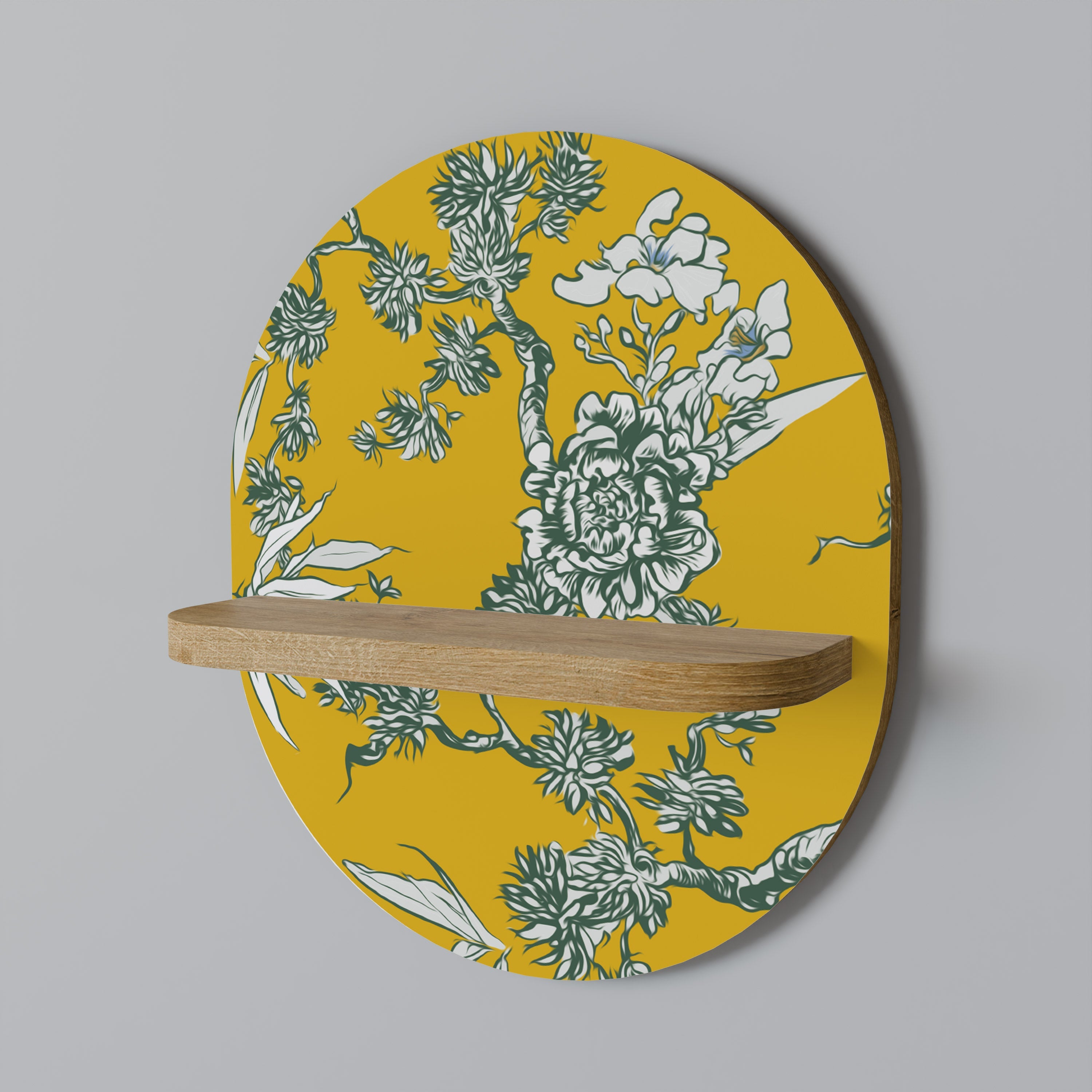 Étagère ovale YELLOW CHINOISERIE effet chêne