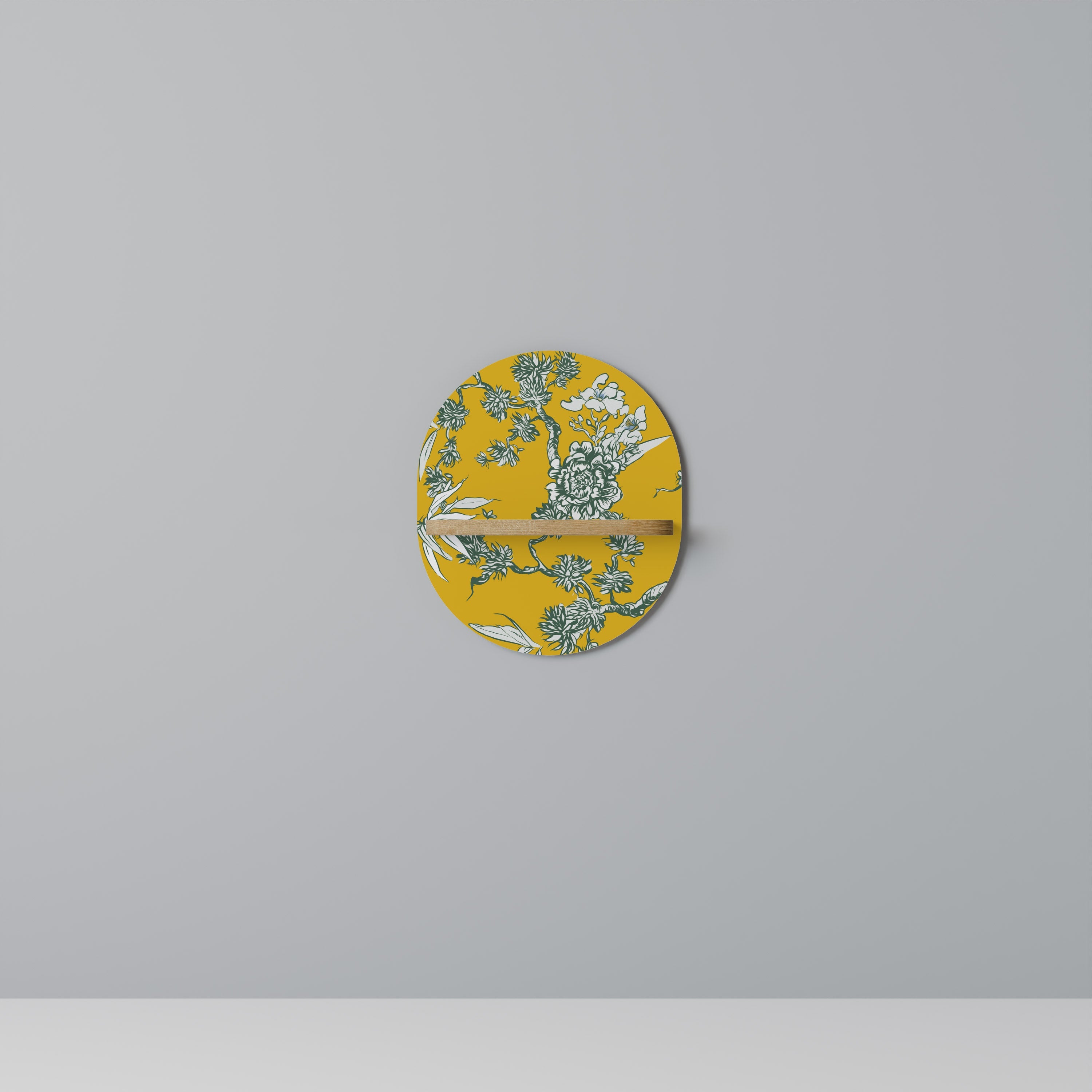 Étagère ovale YELLOW CHINOISERIE effet chêne