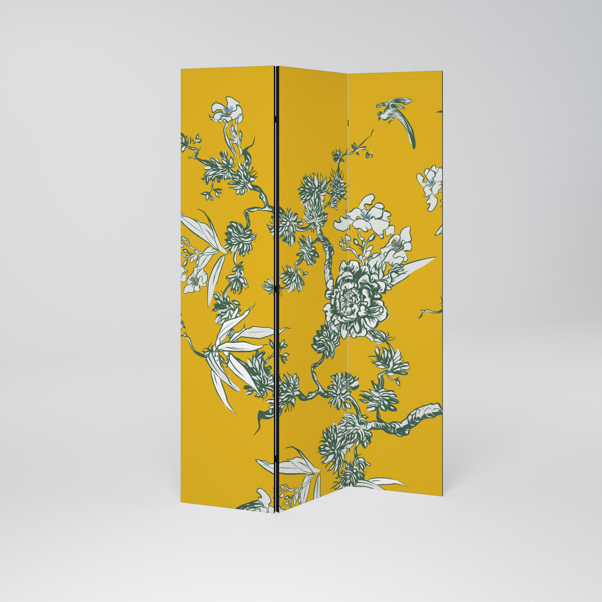 Paravent décoratif à 3 panneaux YELLOW CHINOISERIE