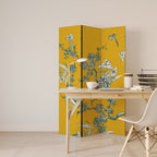 YELLOW CHINOISERIE 3-Panel Room Divider
