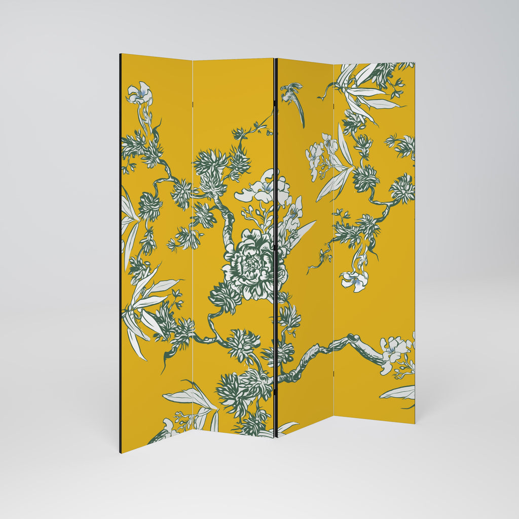 Paravent décoratif à 4 panneaux YELLOW CHINOISERIE