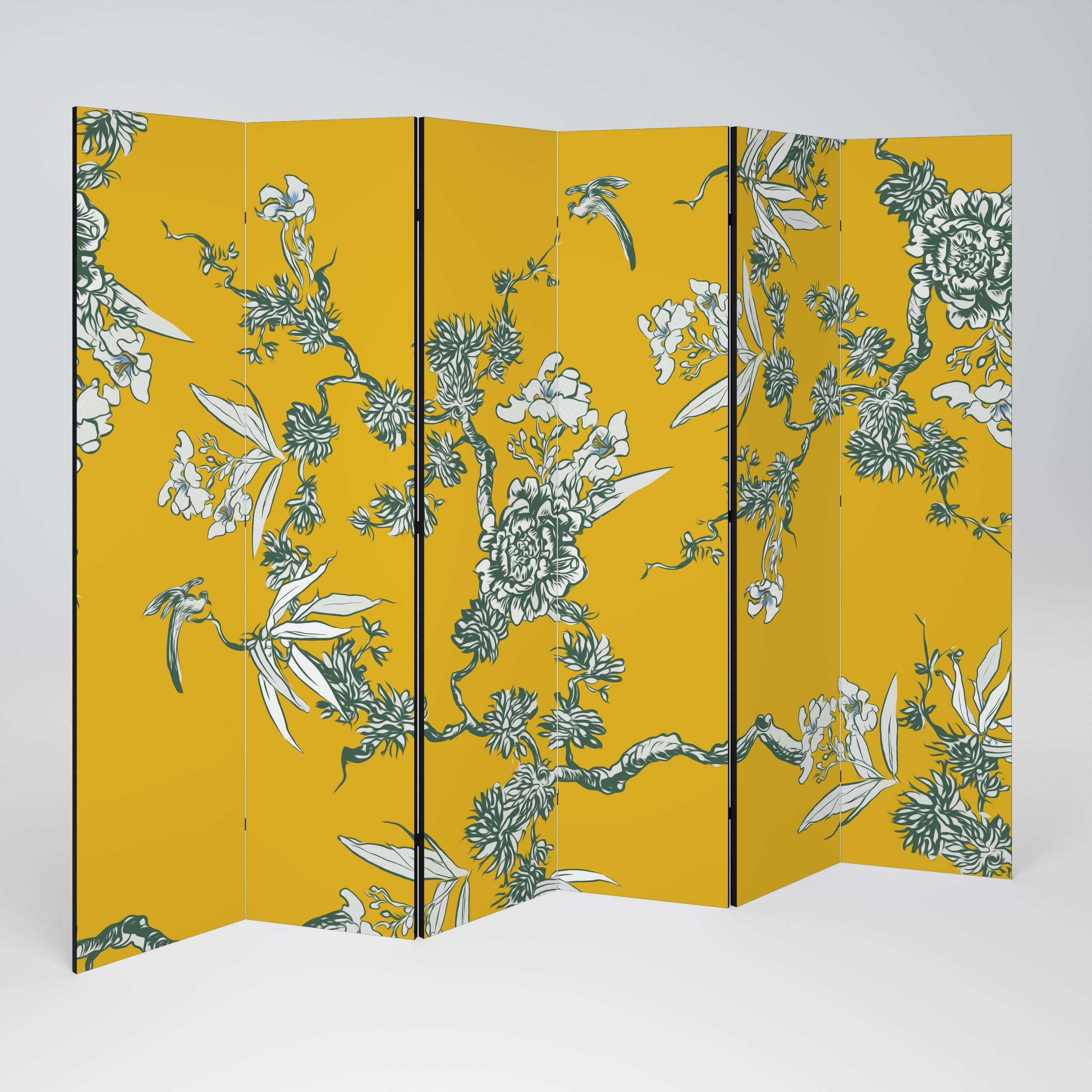 Paravent décoratif à 6 panneaux YELLOW CHINOISERIE