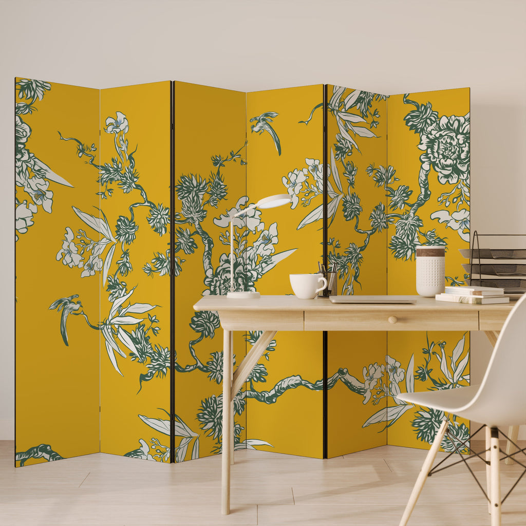 Paravent décoratif à 6 panneaux YELLOW CHINOISERIE