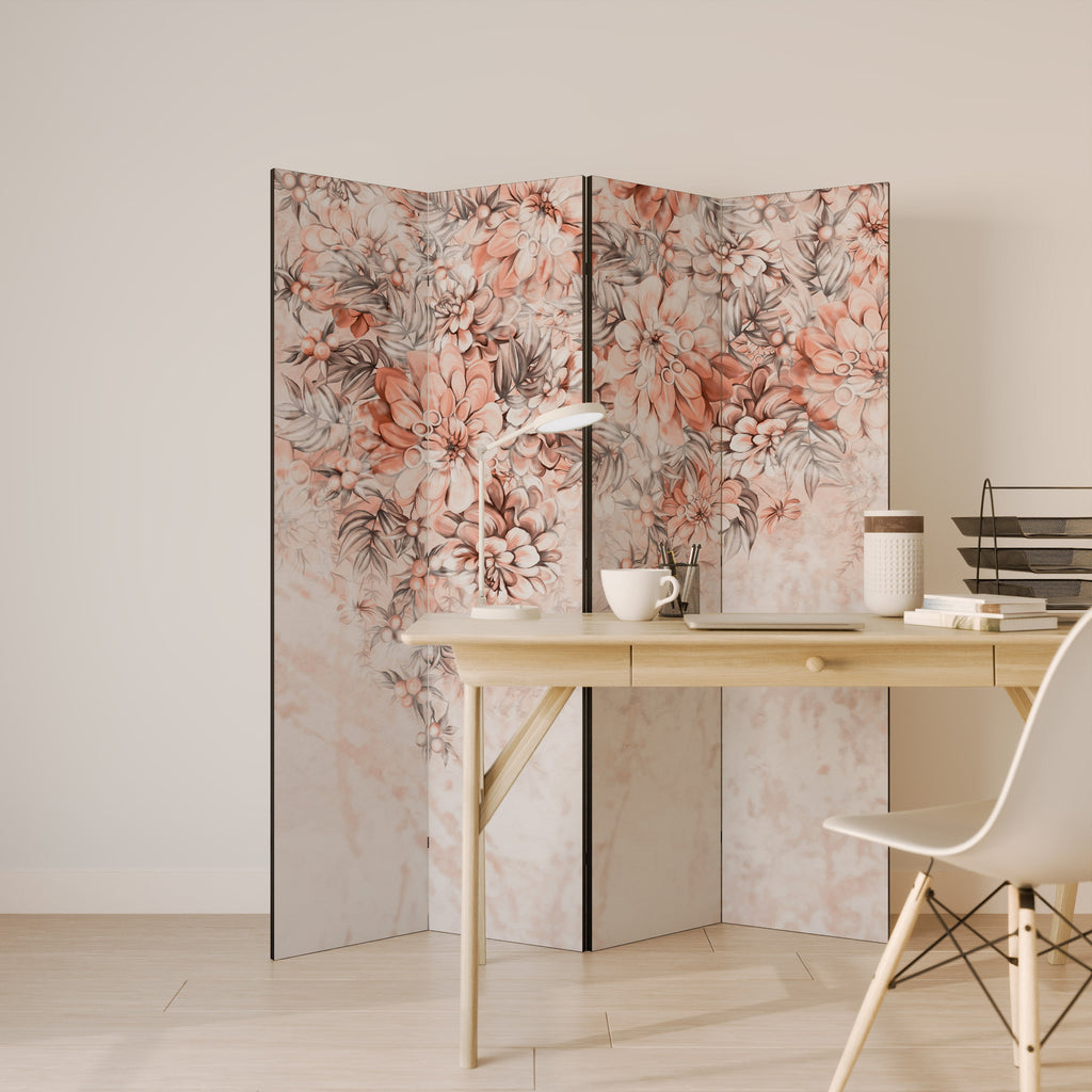 Paravent décoratif à 4 panneaux MARBLE GARDEN FANTASY