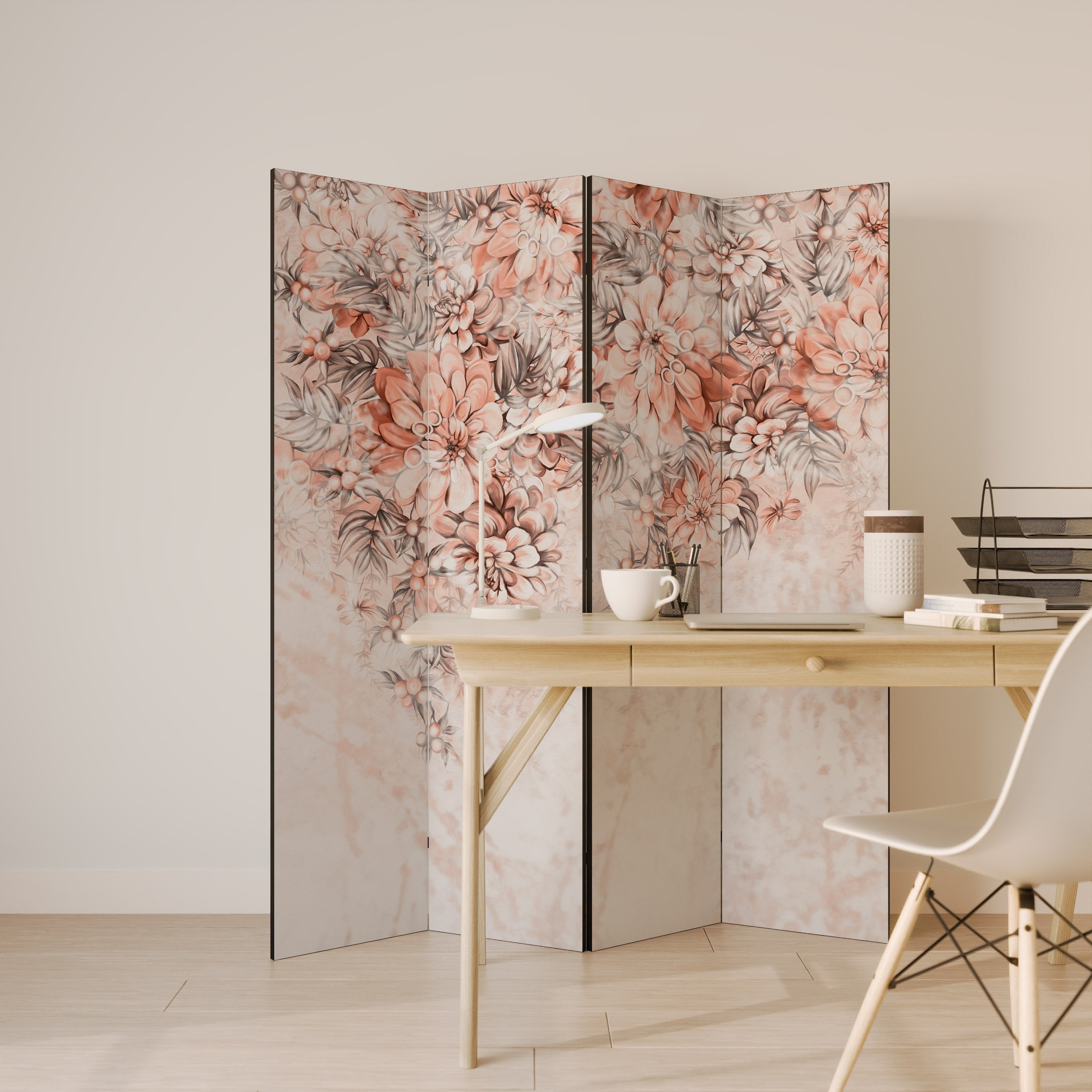 Paravent décoratif à 4 panneaux MARBLE GARDEN FANTASY