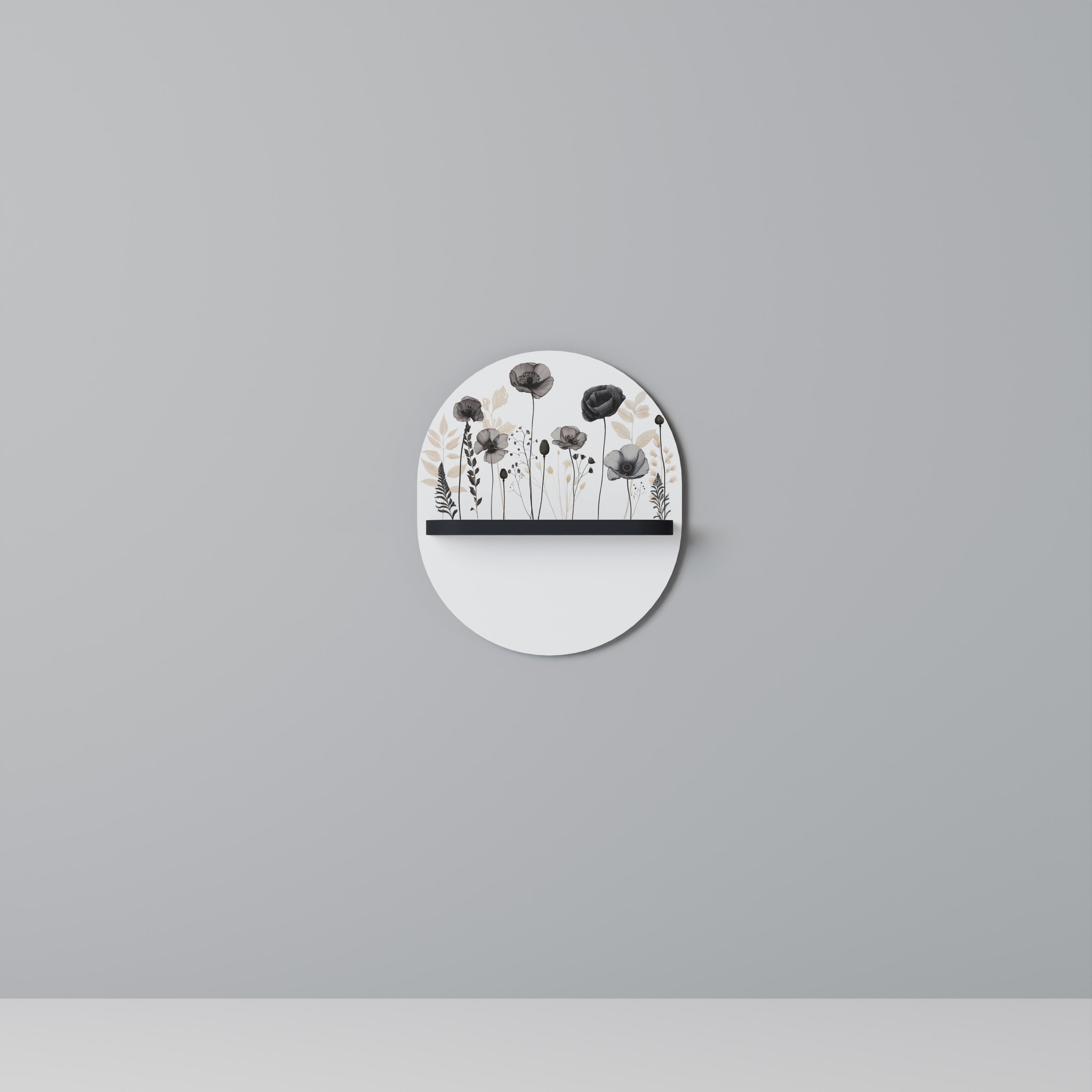 Étagère d'art ovale POPPY ALLURE en finition noire