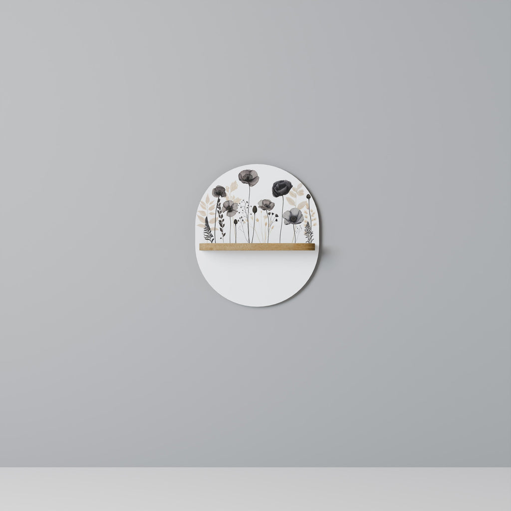 Étagère d'art ovale POPPY ALLURE effet chêne